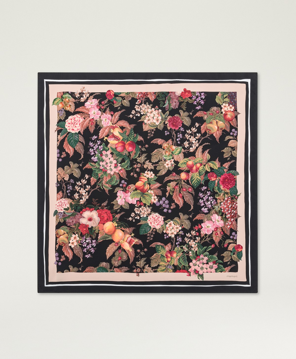 NIPPONIA FOULARD IN SILK TWILL - BLACK MULTICOLOR - Momonì
