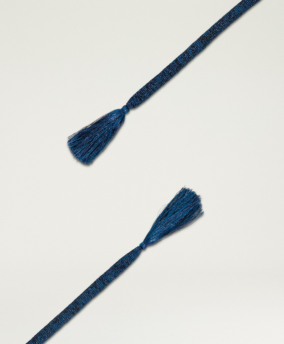 ONTANO BELT IN LUREX WITH FRINGE - BLUE DENIM - Momonì