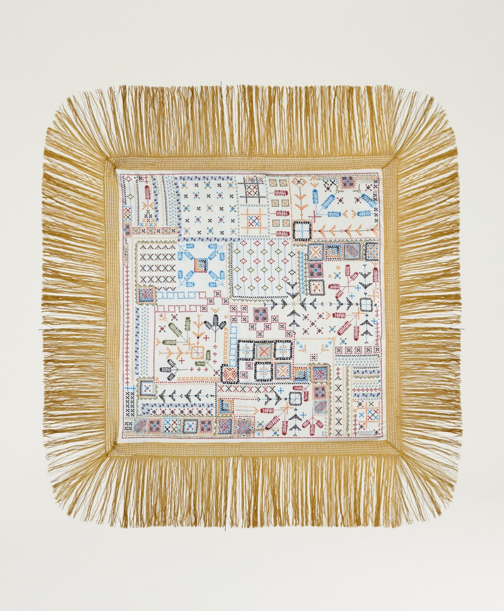 ROSA FOULARD IN SILK TWILL WITH FRINGED - CREAM MULTICOLOR - Momonì