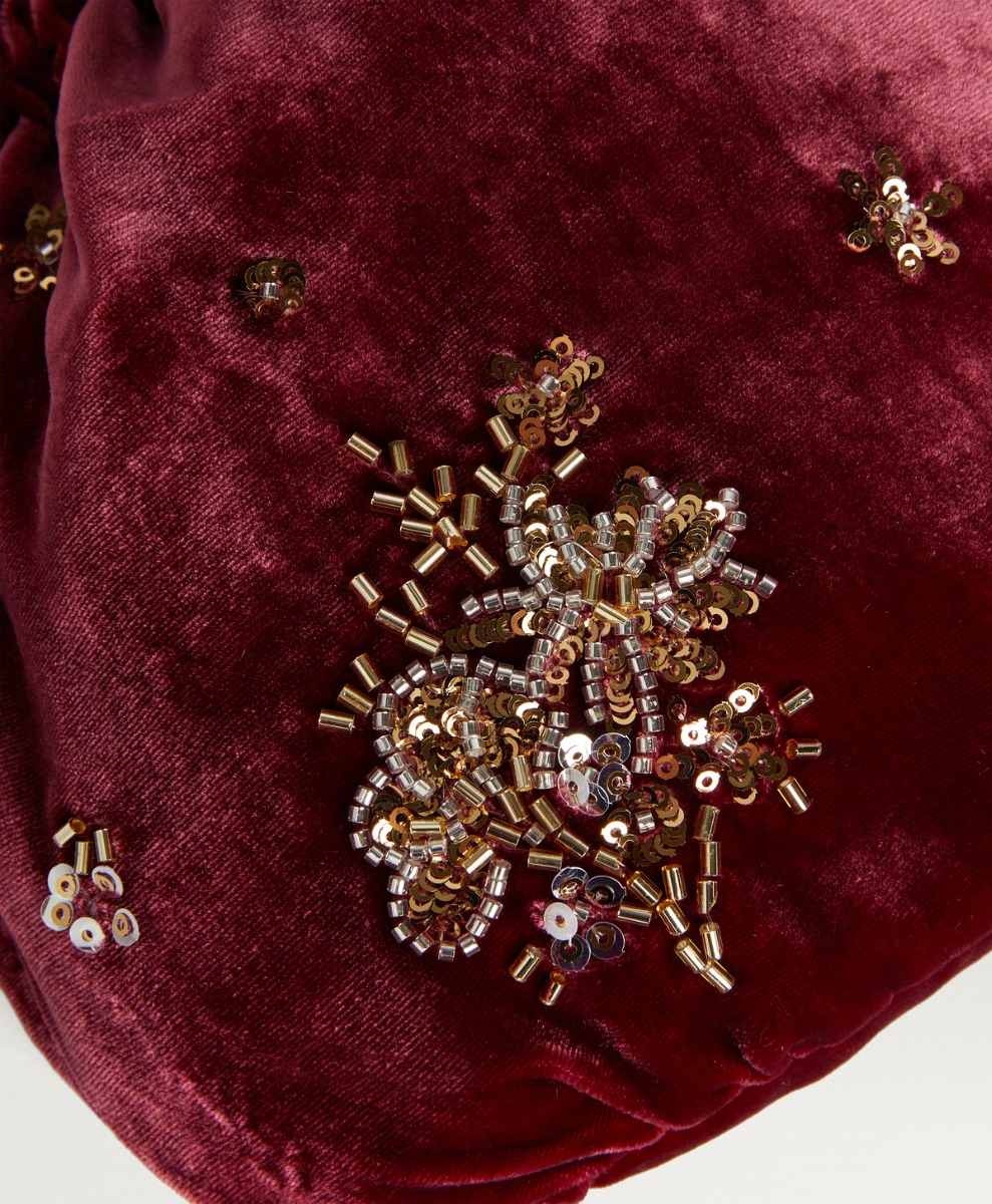 MOMONI NUAGE BAG IN EMBROIDERED VELVET - PRUNE - Momonì