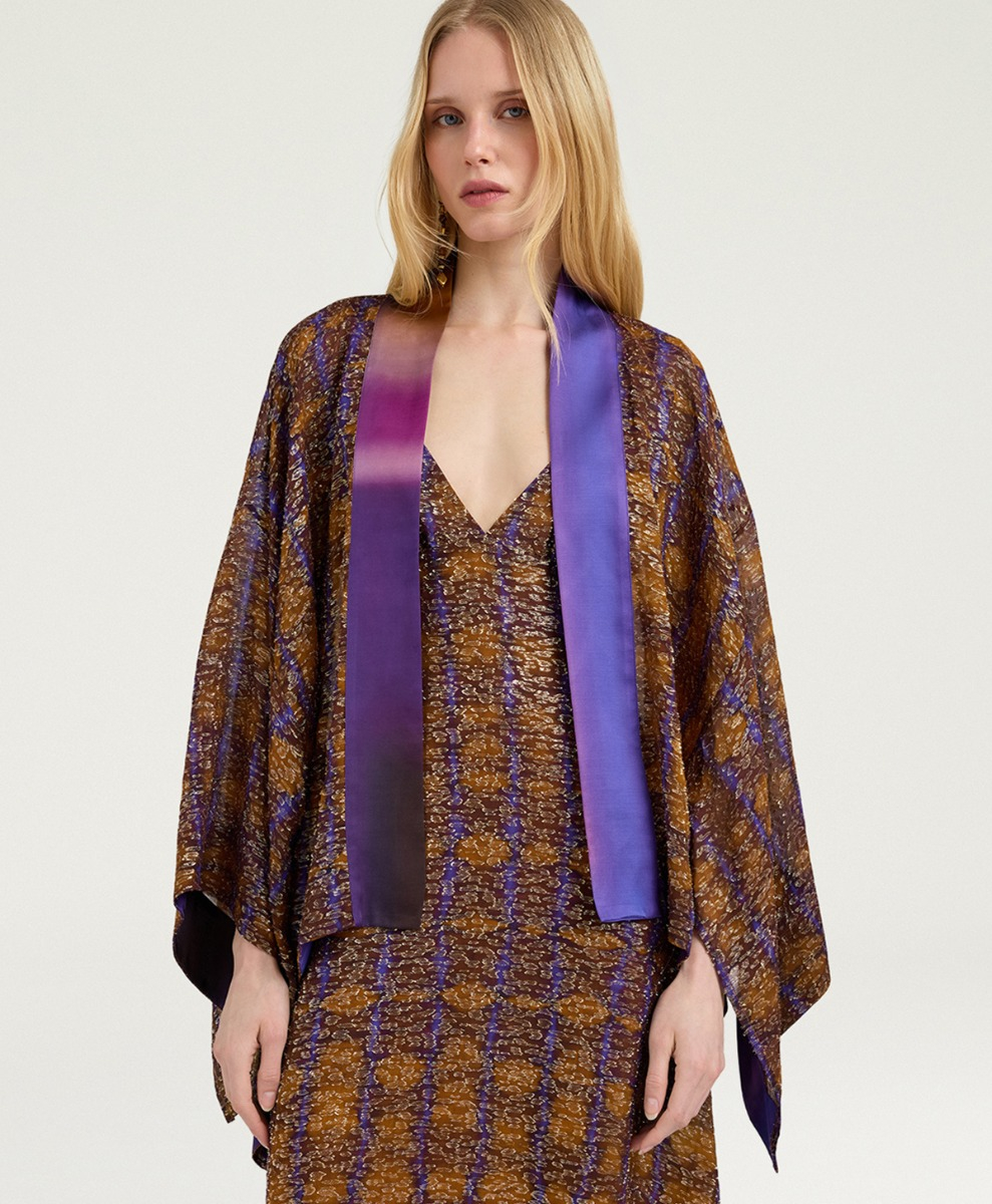 DINE JACKET IN FIL COUPÉ - CARAMELLO/ORO/VIOLA - Clothing - Momonì