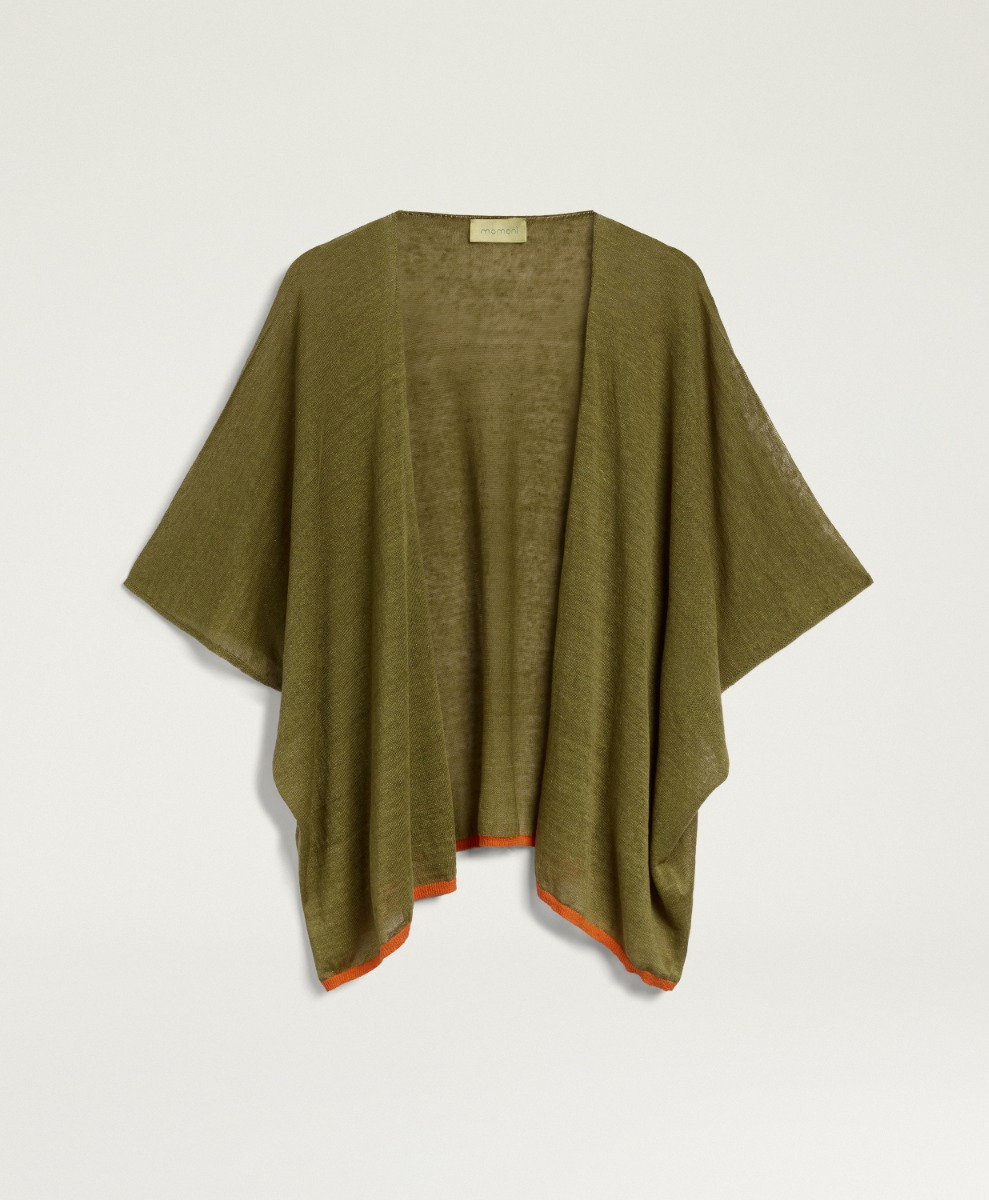 DIVINA CARDIGAN IN LINEN - SAGE GREEN - Clothing - Momonì