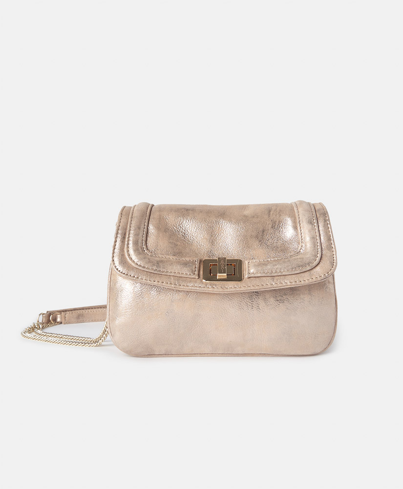 BORSA MOMONÌ MIMÌ FLORE IN PELLE LAMÉ - NERO - Momonì