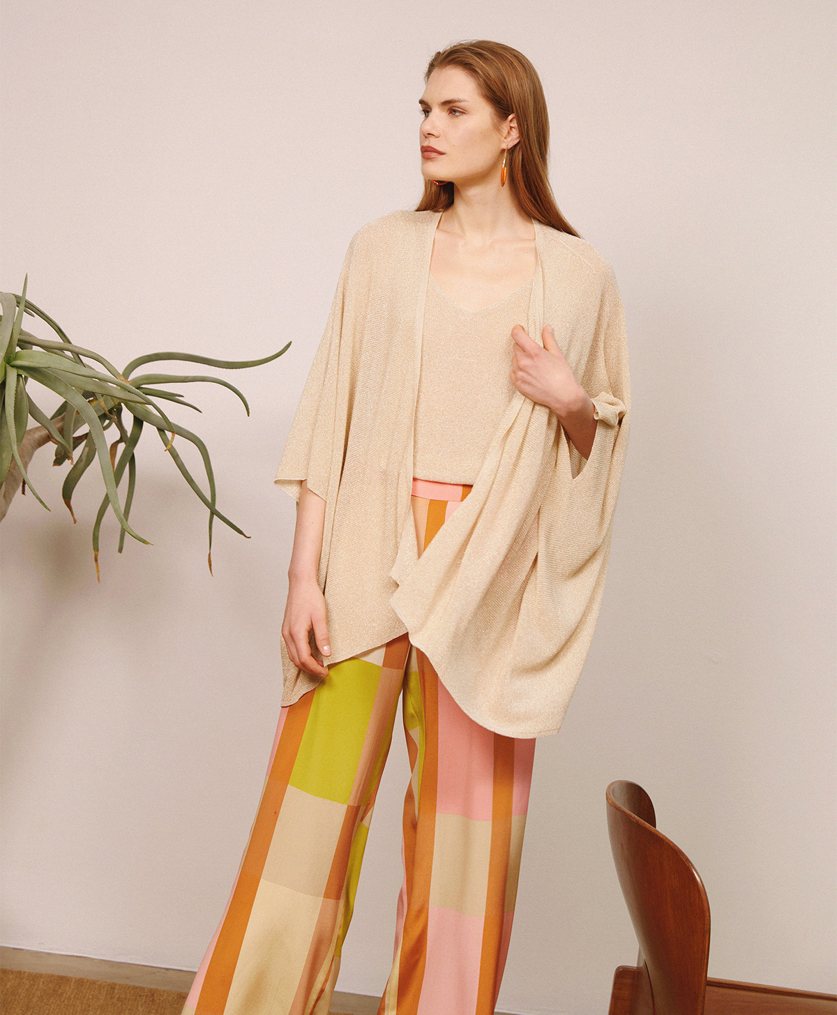 CARDIGAN DIVINA EN VISCOSE ET LUREX -  HUILE - Momonì