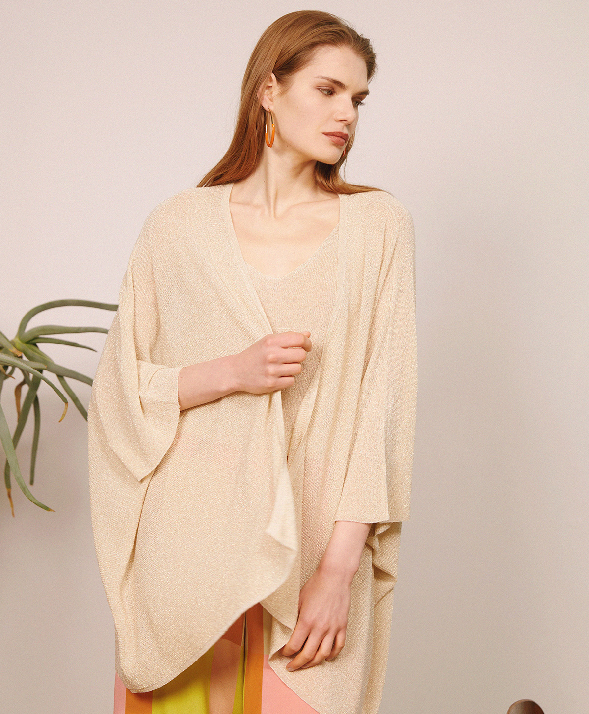 CARDIGAN DIVINA EN VISCOSE ET LUREX -  HUILE - Momonì