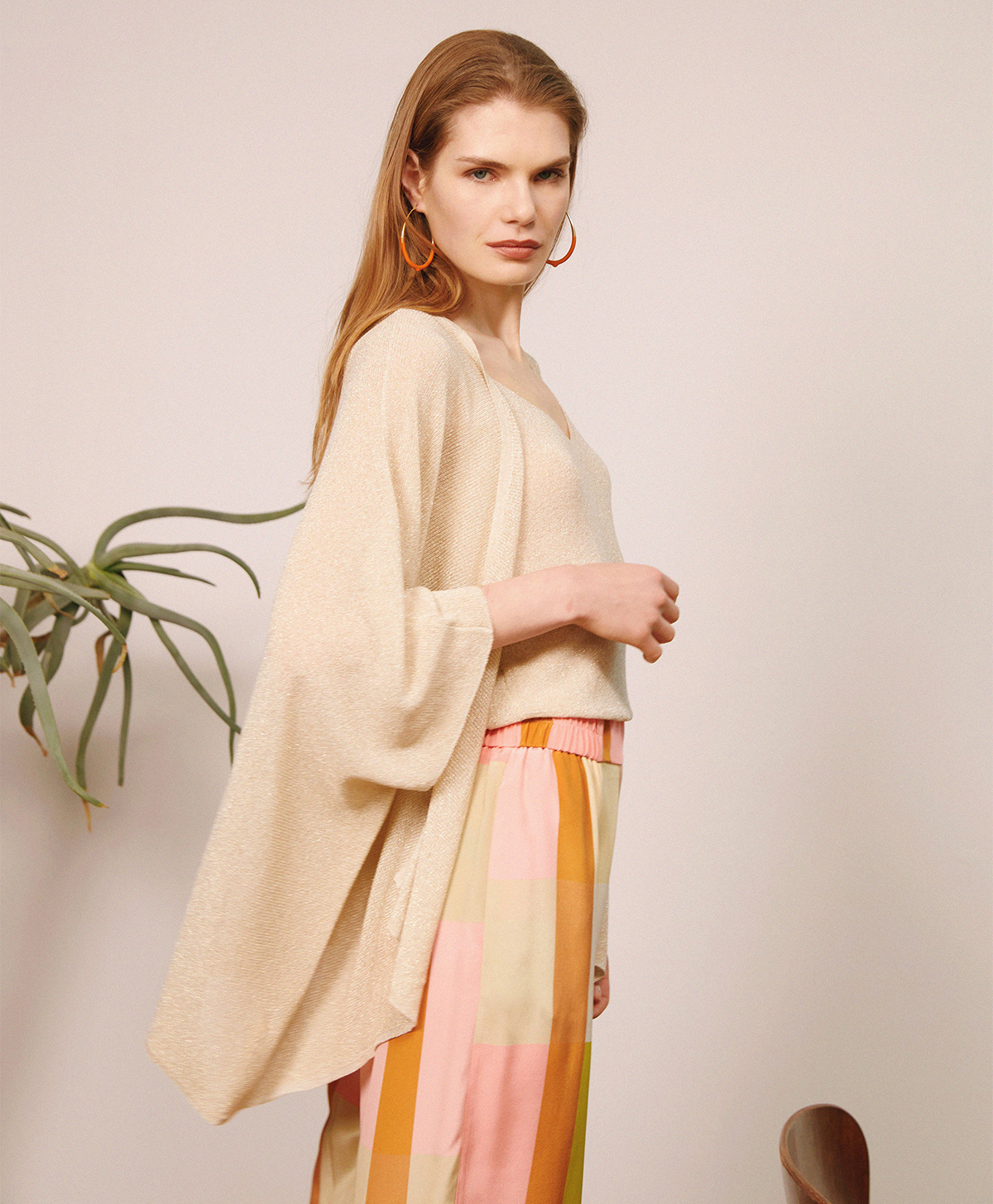 CARDIGAN DIVINA EN VISCOSE ET LUREX -  HUILE - Momonì