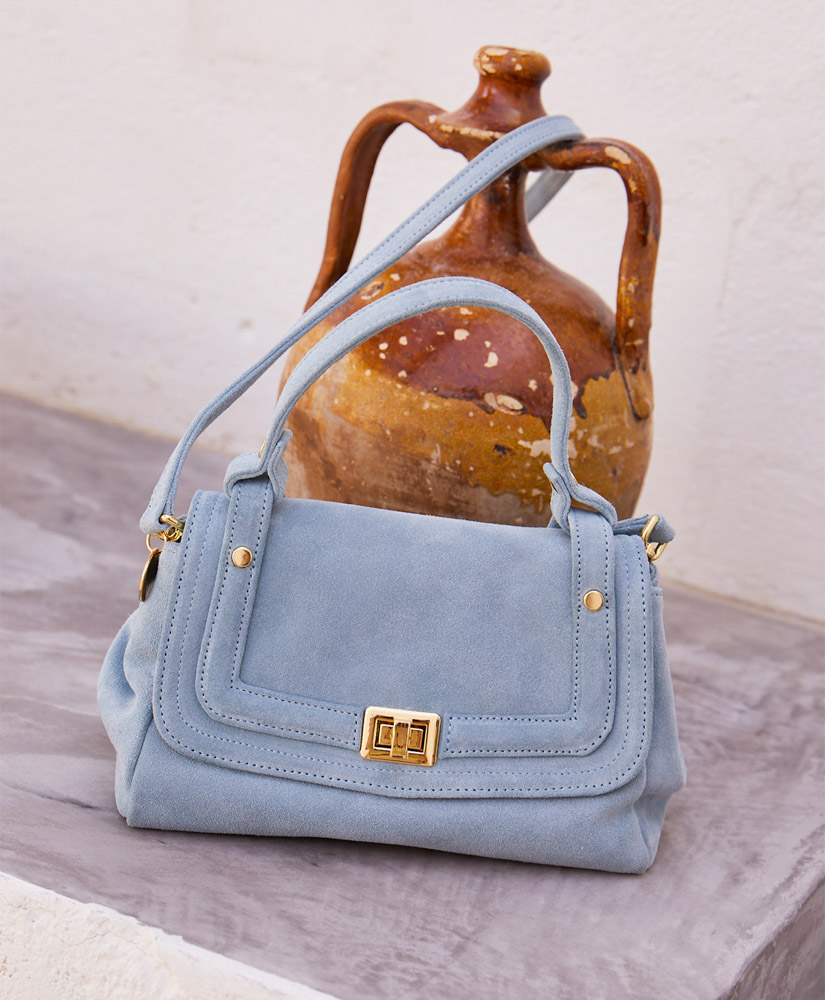 SAC MOMONÌ PETIT FLORE EN CUIR LAQUÉ -  CORAIL - Momonì