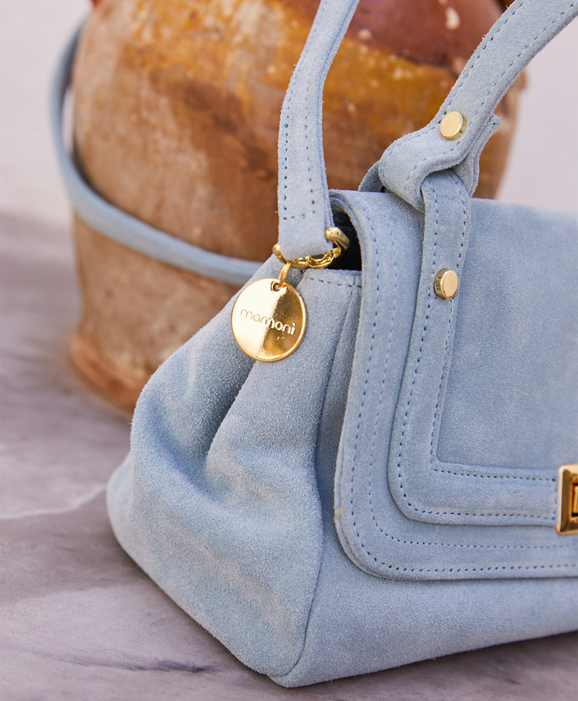 SAC MOMONÌ PETIT FLORE EN CUIR LAQUÉ -  CORAIL - Momonì