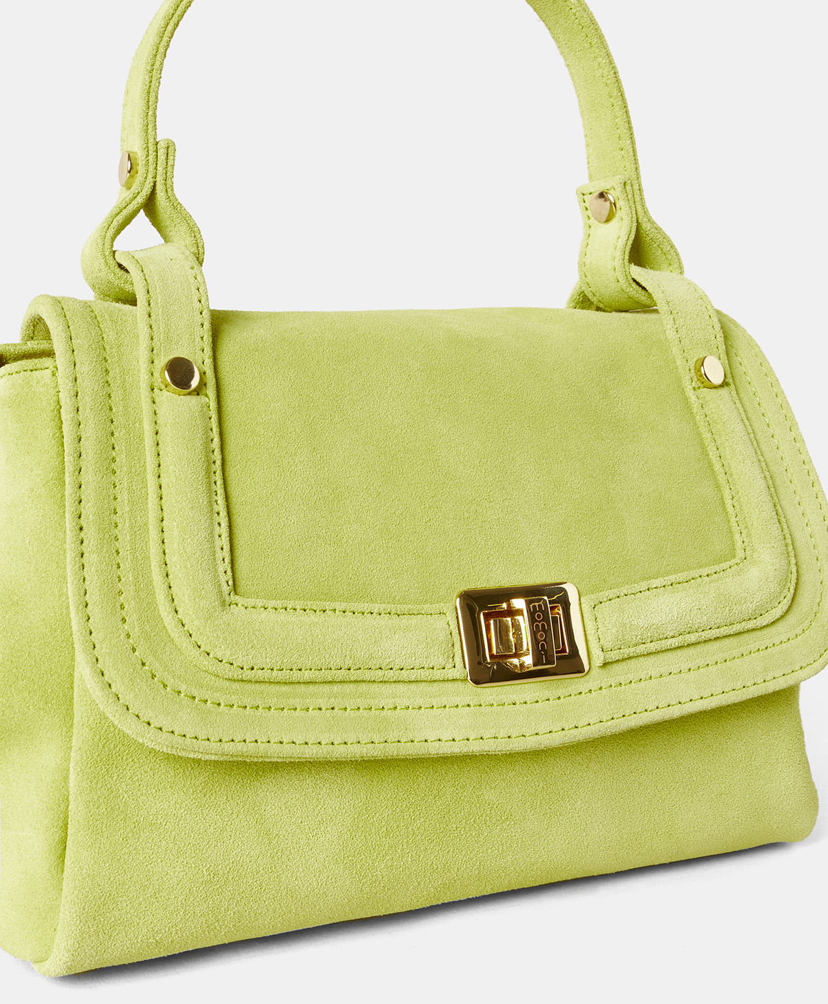 SAC MOMONÌ PETIT FLORE EN CUIR SUÉDÉ -  RÉGLISSE - Momonì