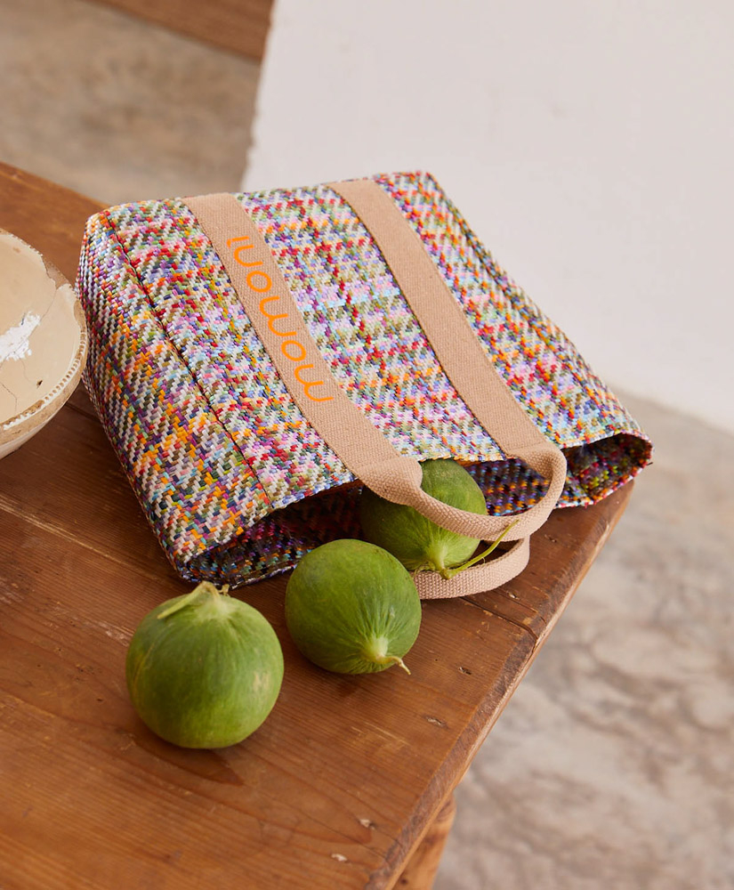 BORSA SUNDAY IN CANVAS IN RAFIA MULTICOLOR - MULTICOLOR - Momonì