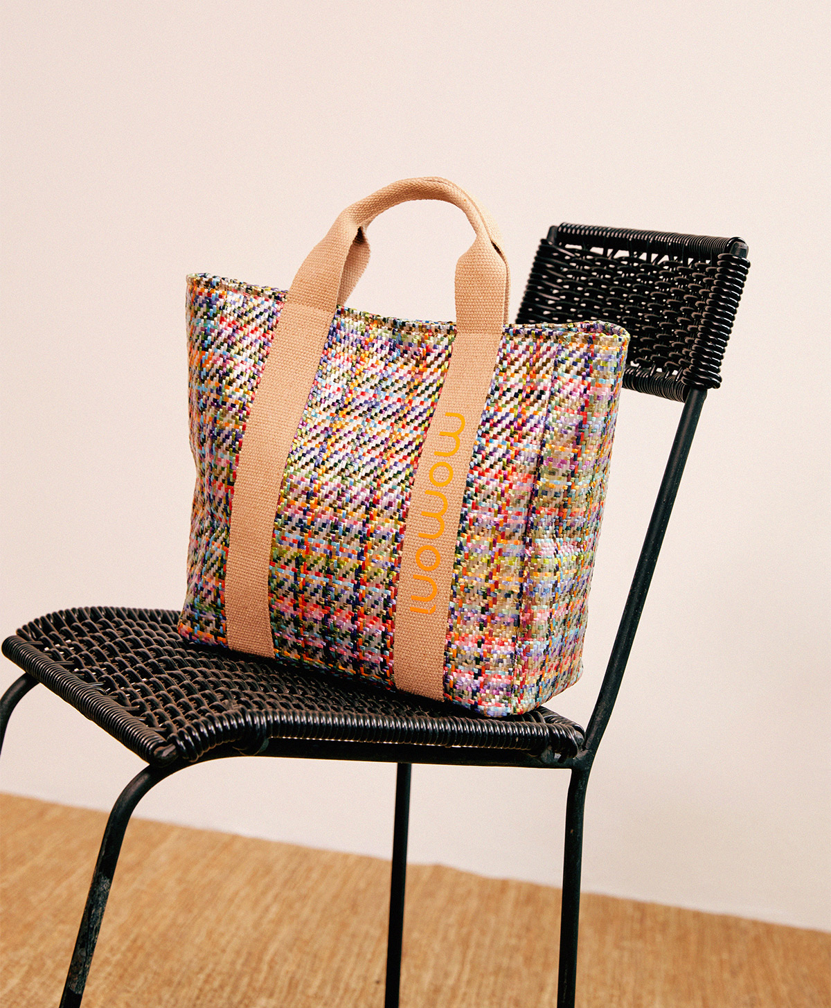 BORSA SUNDAY IN CANVAS IN RAFIA MULTICOLOR - MULTICOLOR - Momonì