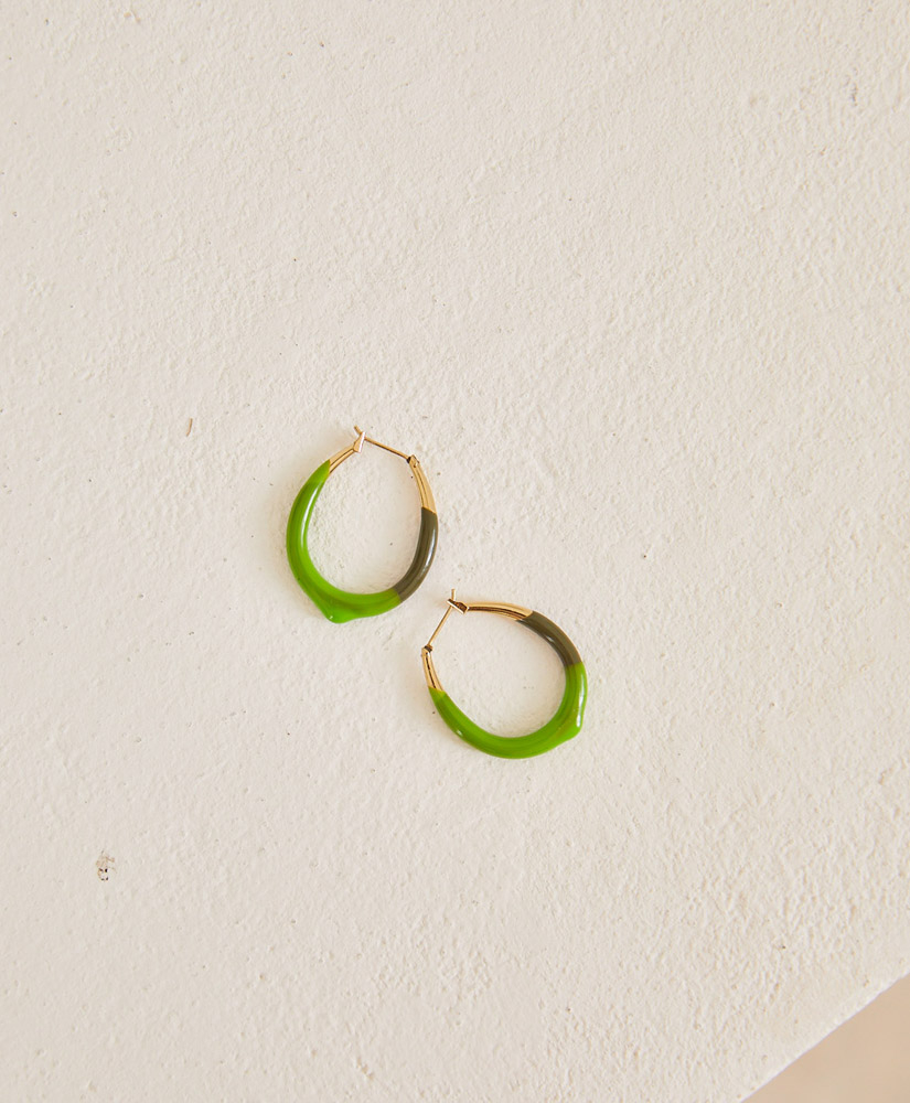 LOLA DIP DYE EARRINGS - ACID/ARMY - Momonì