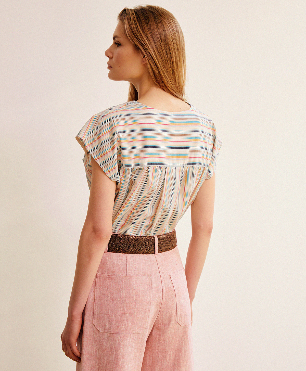 BRIANA BLOUSE IN STRIPED COTTON - MULTICOLOR BLUE - Momonì