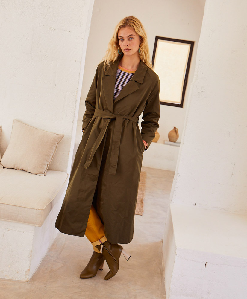 TRENCH KEZIA EN TISSU TECHNIQUE -  VERT MILITAIRE - Momonì