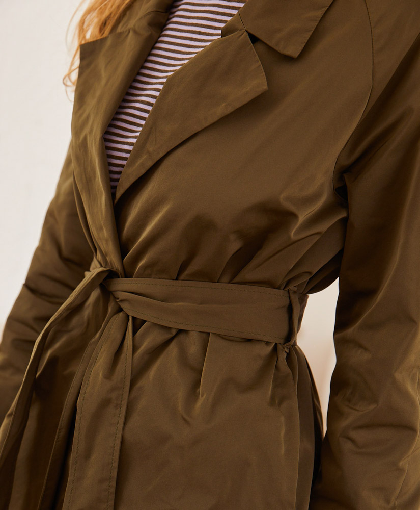 KEZIA TRENCH COAT IN TECHNICAL FABRIC - MILITARY GREEN - Momonì