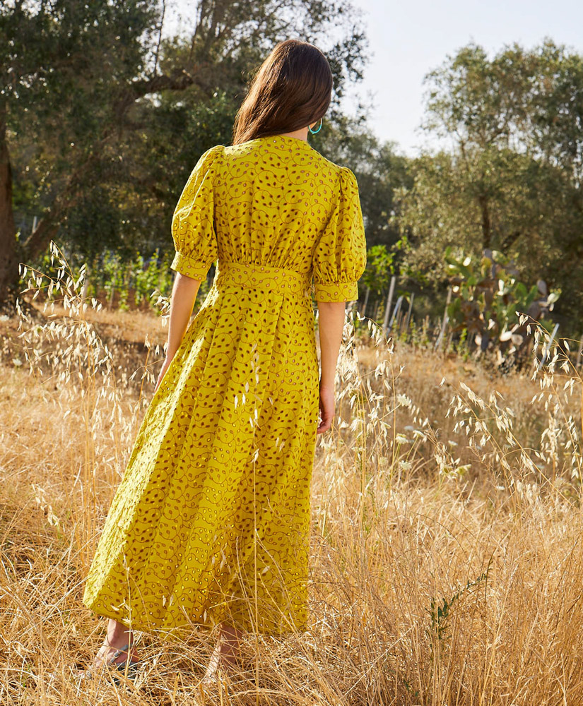 ZOLA DRESS IN BRODERIE ANGLAISE - LIME - Momonì