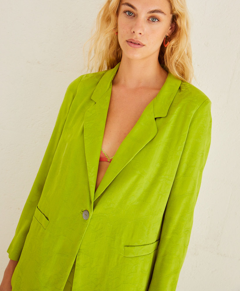 DAYTON JACKET IN JACQUARD CUPRO - LIME - Momonì