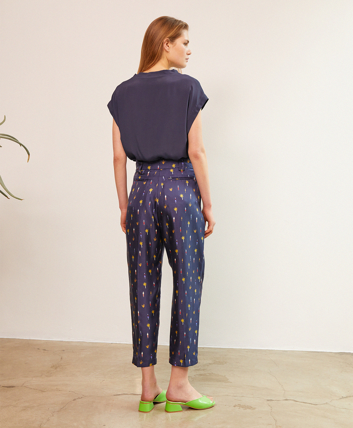 CREPUSCOLO PANTS IN PRINTED SILK TWILL - BLUE/RED - Momonì