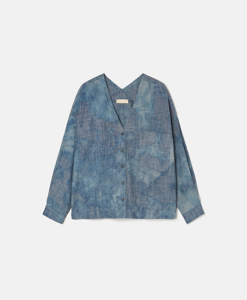 TIARA SHIRT IN TIE DYED CHAMBRAY - BLUE JEANS - Momonì