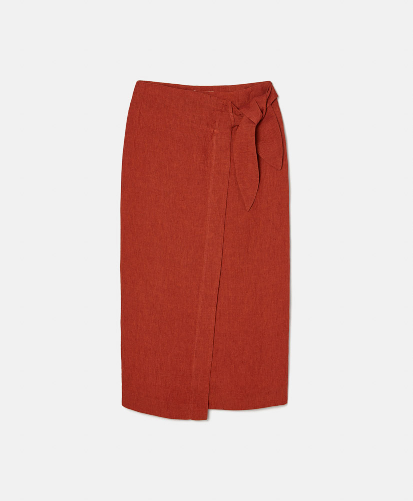 ORCHIDEA SKIRT IN WASHED LINEN - BRICK - Momonì