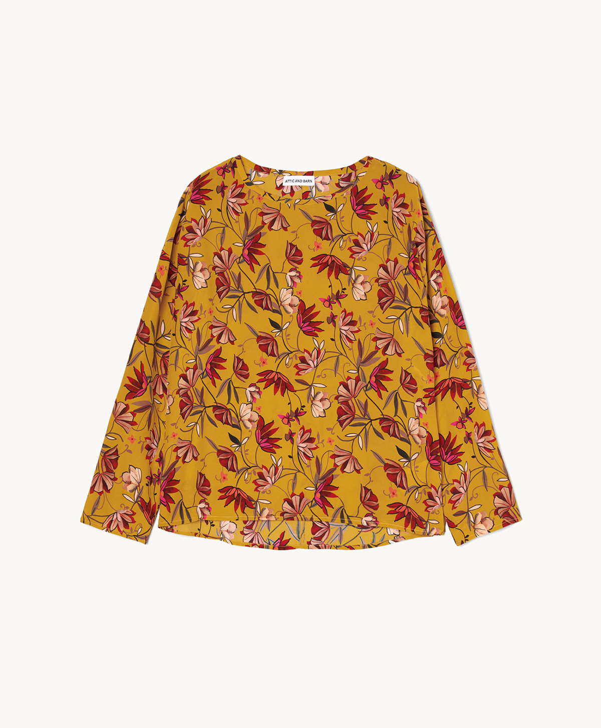 ALONSO PRINTED SILK VISCOSE BLOUSE - OCHER/PINK - Momonì