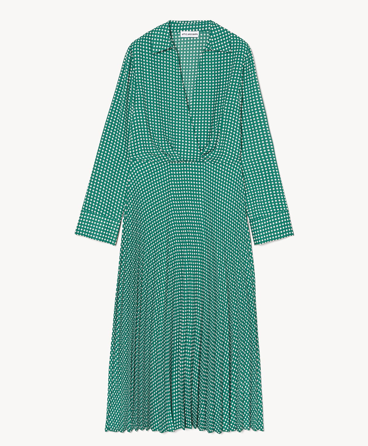 ROBE PLISSÉE IMPRIMÉE CANTON - VERT / CRÈME - Momonì