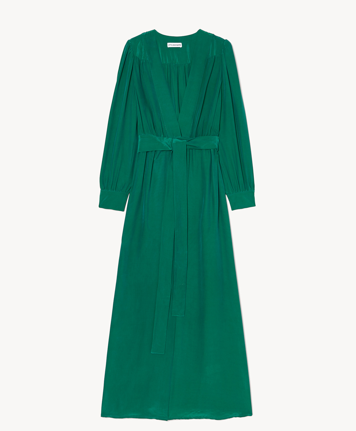 PRESCOTT SAND-WASHED SILK VISCOSE DRESS - PINE GREEN - Momonì