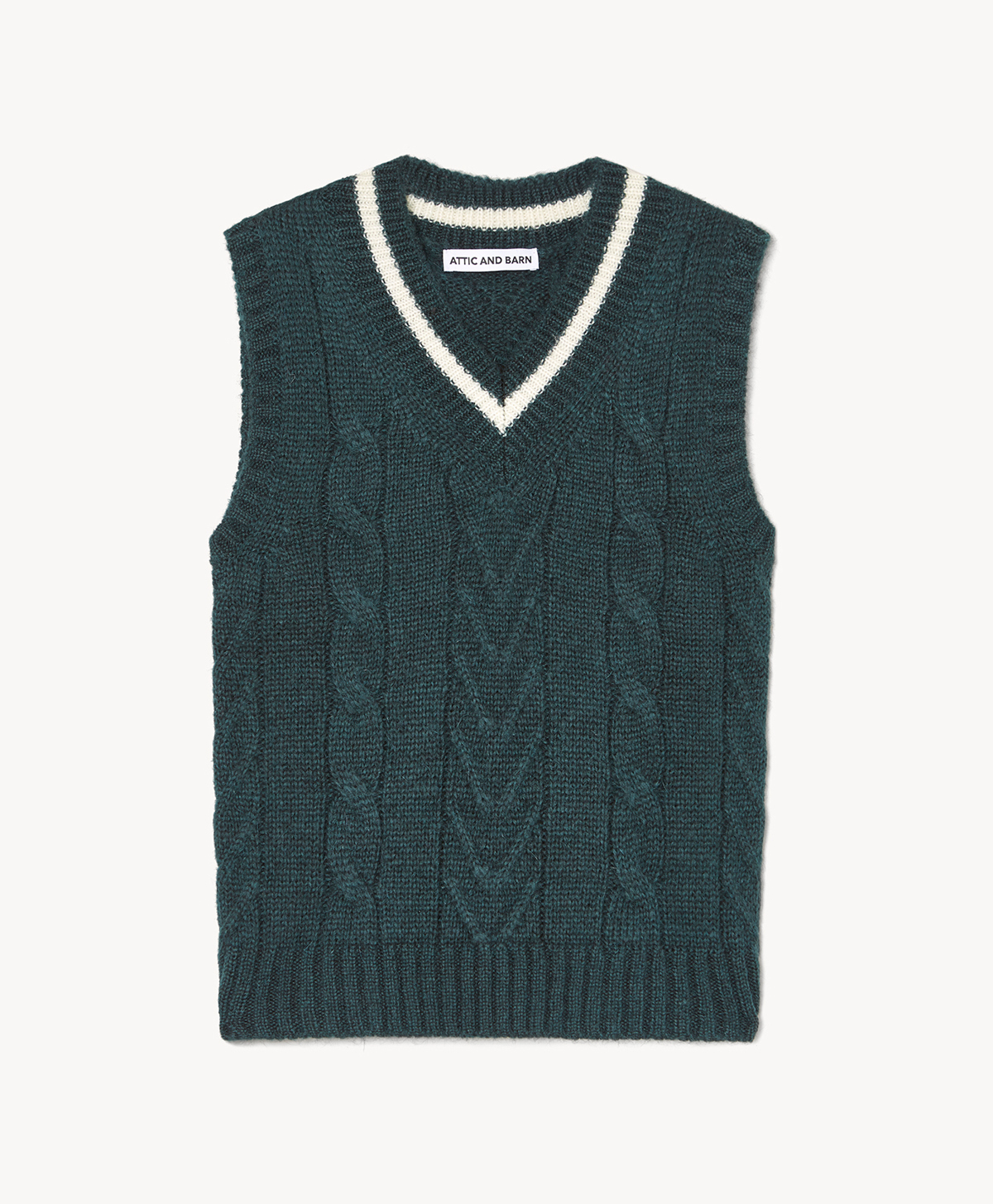 ELIZABETH CABLE-KNIT SWEATER VEST - OIL GREEN - Momonì