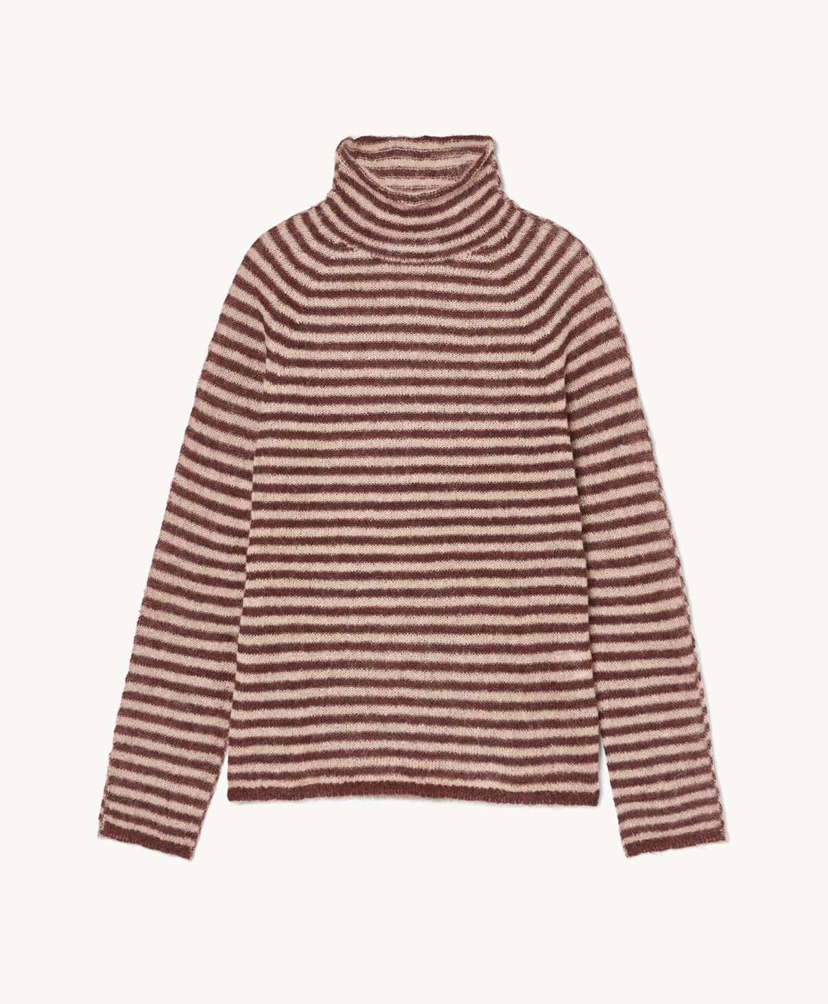 RADFORD STRIPED PATTERN ALPACA MOHAIR BLEND KNIT SWEATER - BORDEAUX/BEIGE - Momonì