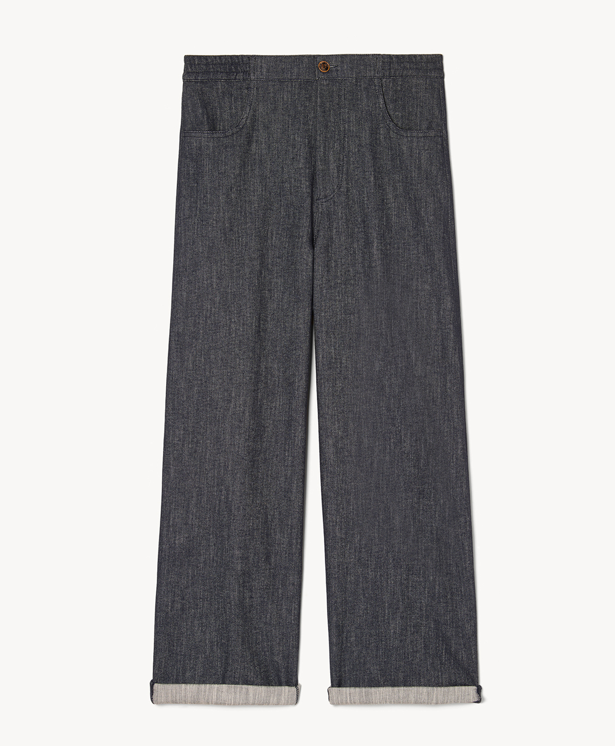 CORTINA FAUX DENIM TROUSERS - DARK BLUE JEANS - Momonì