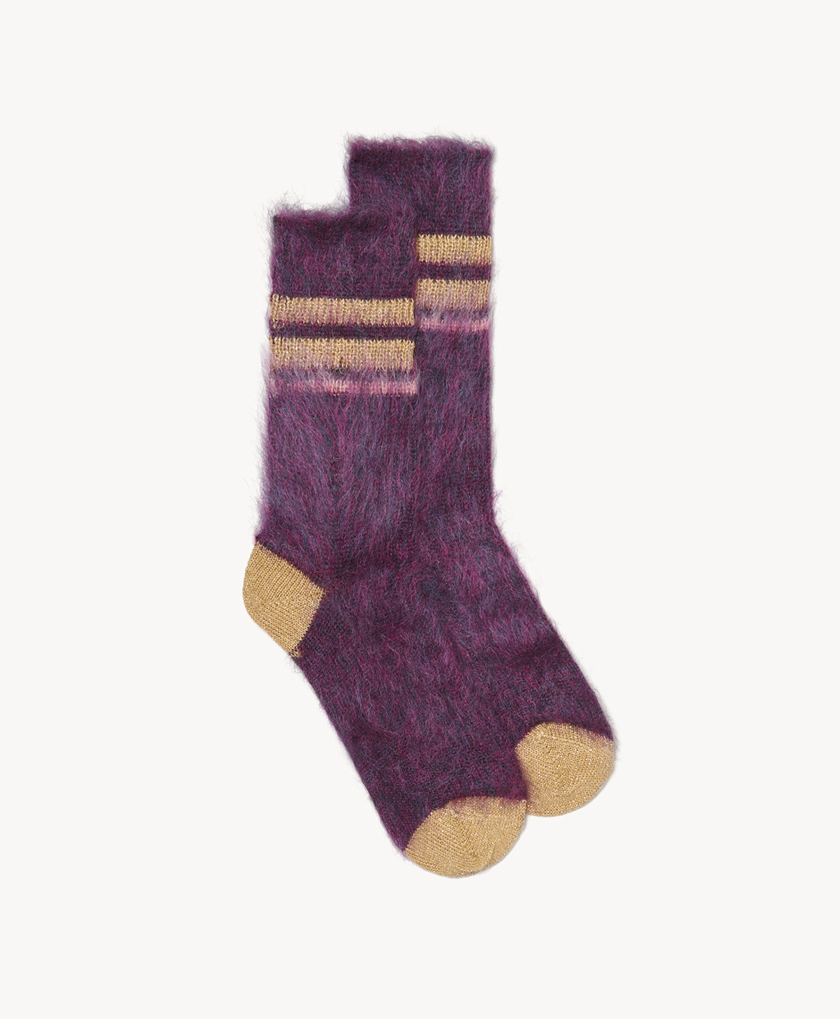 ST.CHARLES MOHAIR AND LUREX SOCKS - PURPLE/GOLD - Momonì