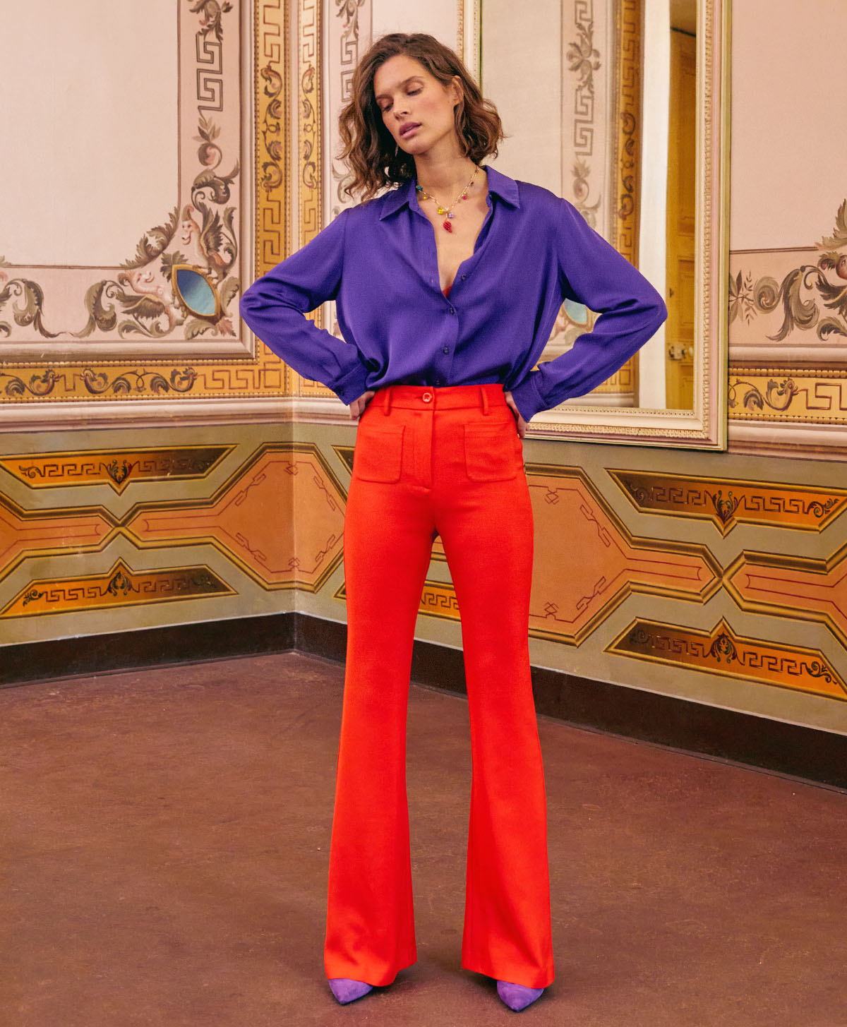 GILBERT PANT IN STRETCH VISCOSE CADY - RED - Momonì