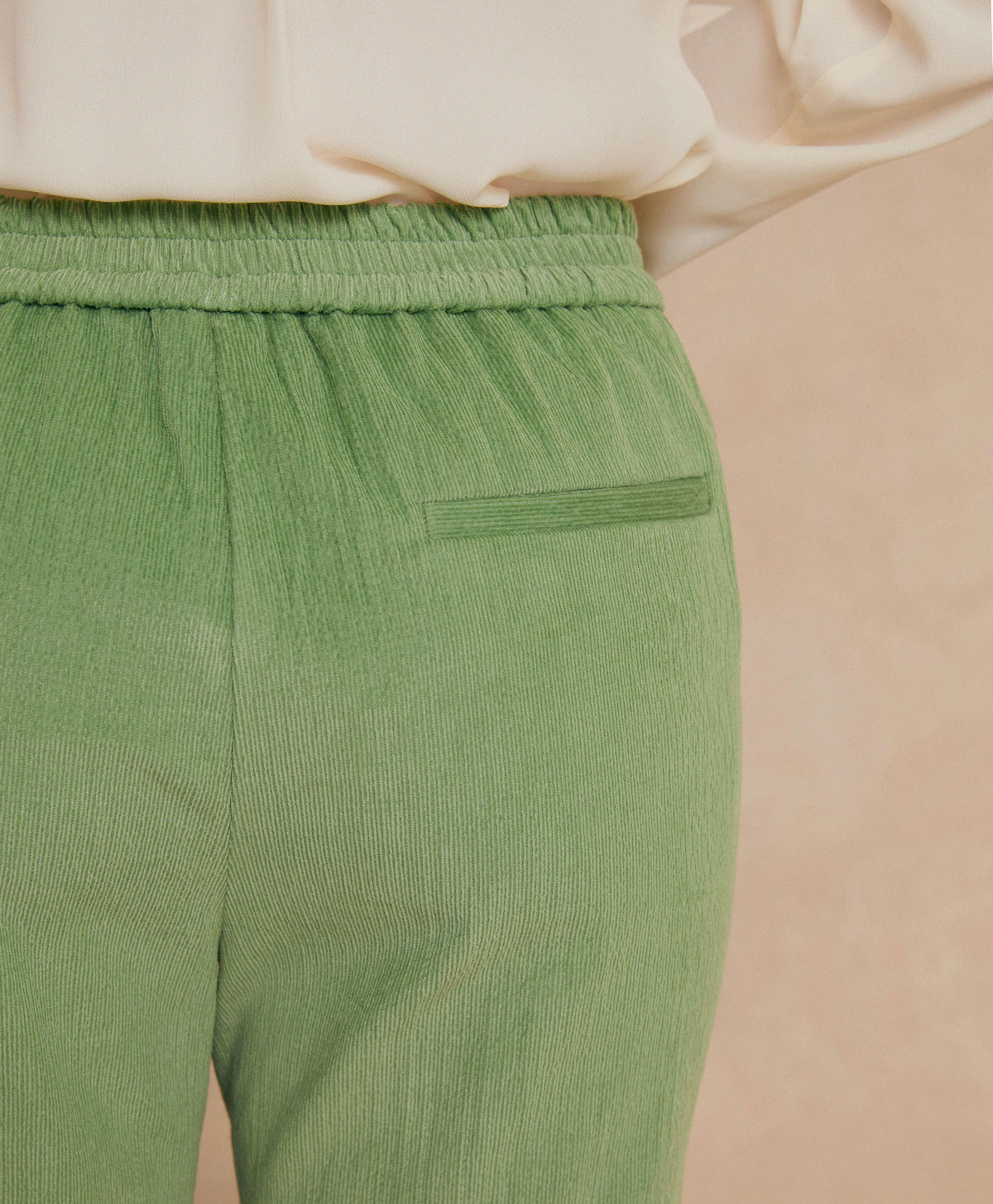 HAITI PANT IN STRETCH RIBBED CO/MO - WATER GREEN - Momonì