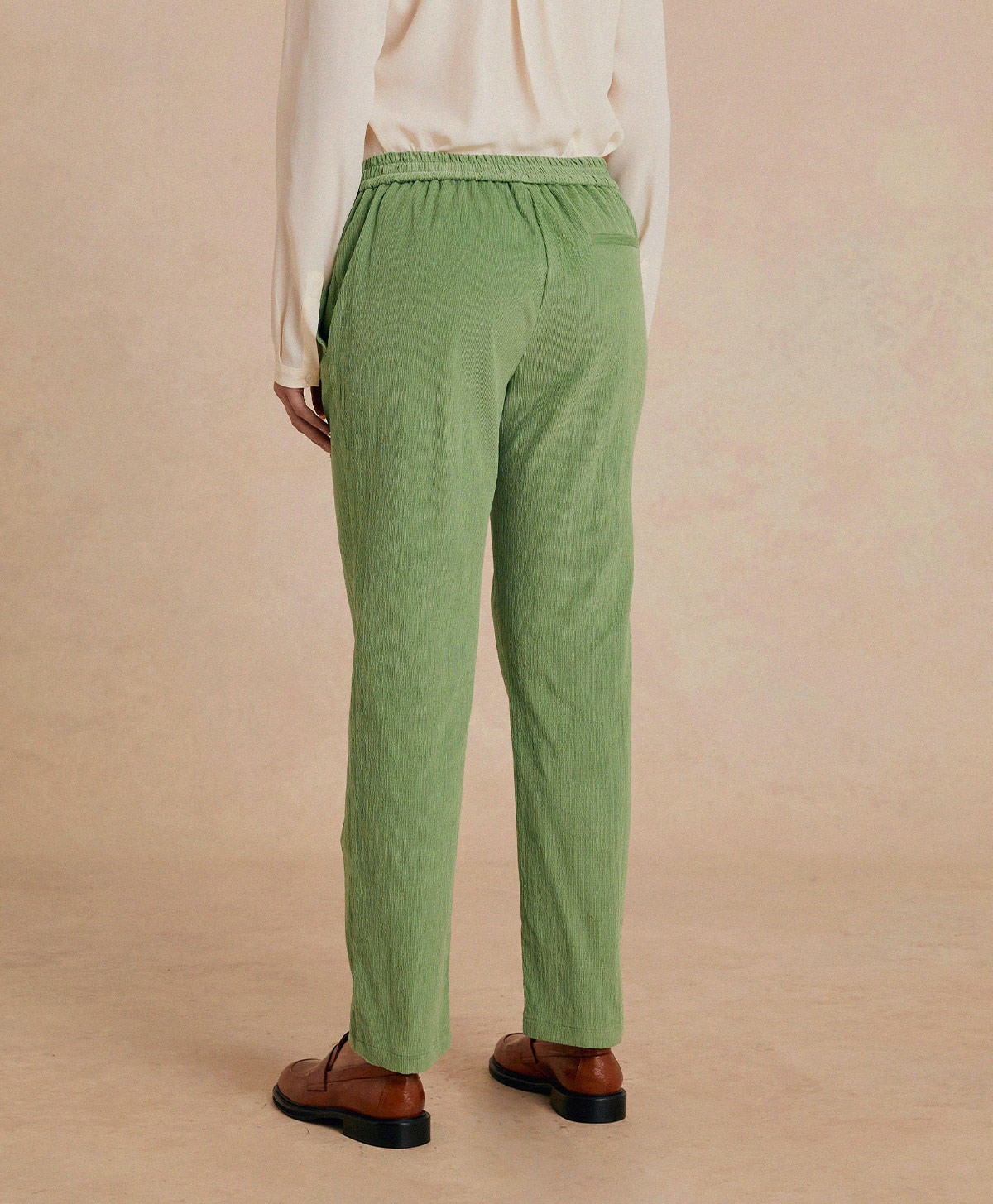 HAITI PANT IN STRETCH RIBBED CO/MO - WATER GREEN - Momonì