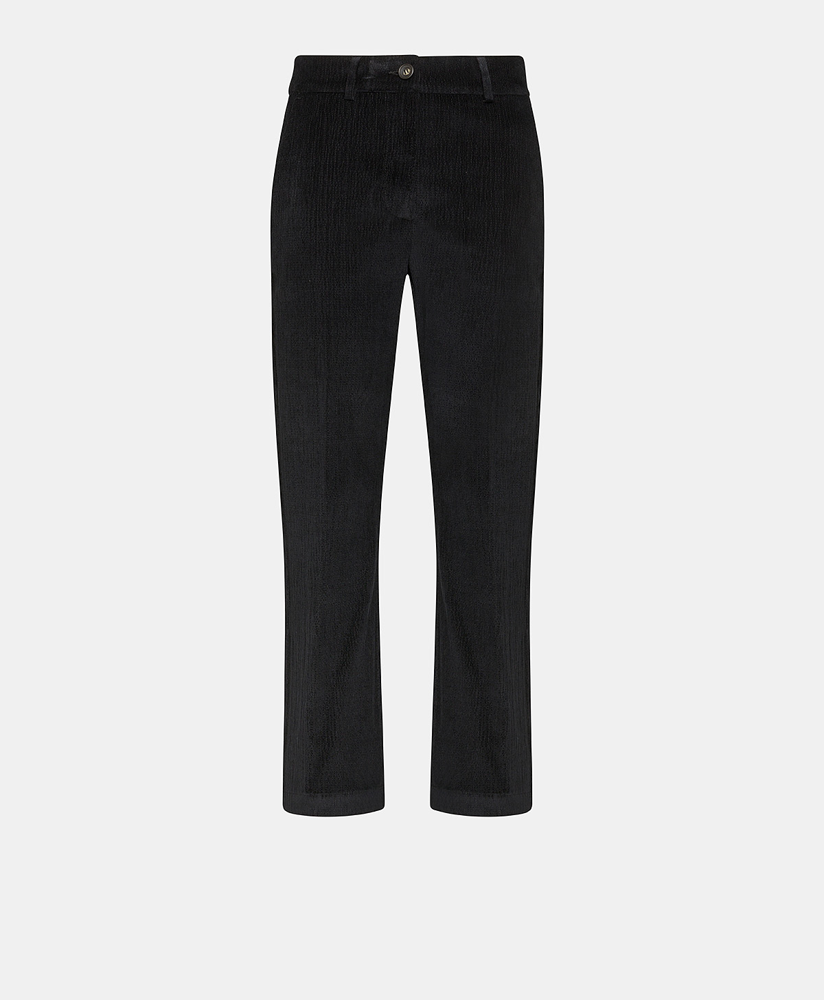 INDRA PANT IN STRETCH RIBBED CO/MO - BLACK - Momonì