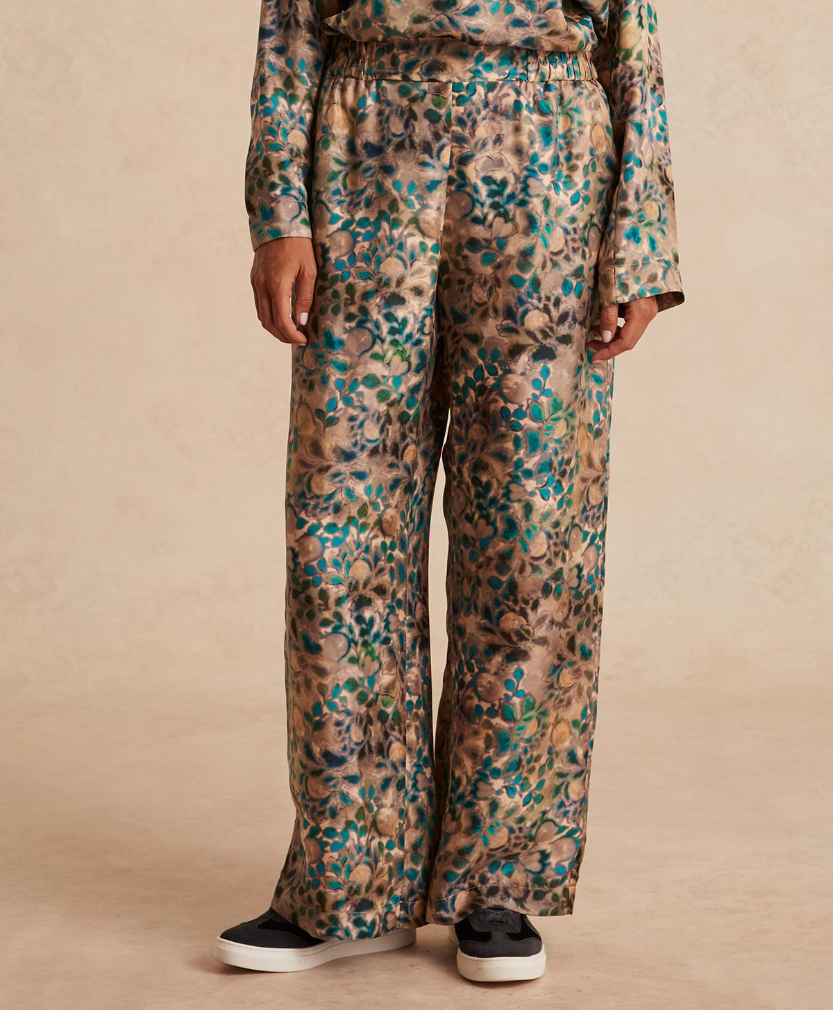 CAMILLE BIS PANT IN PRINTED SILK TWILL - MULTICOLOR GREEN - Momonì