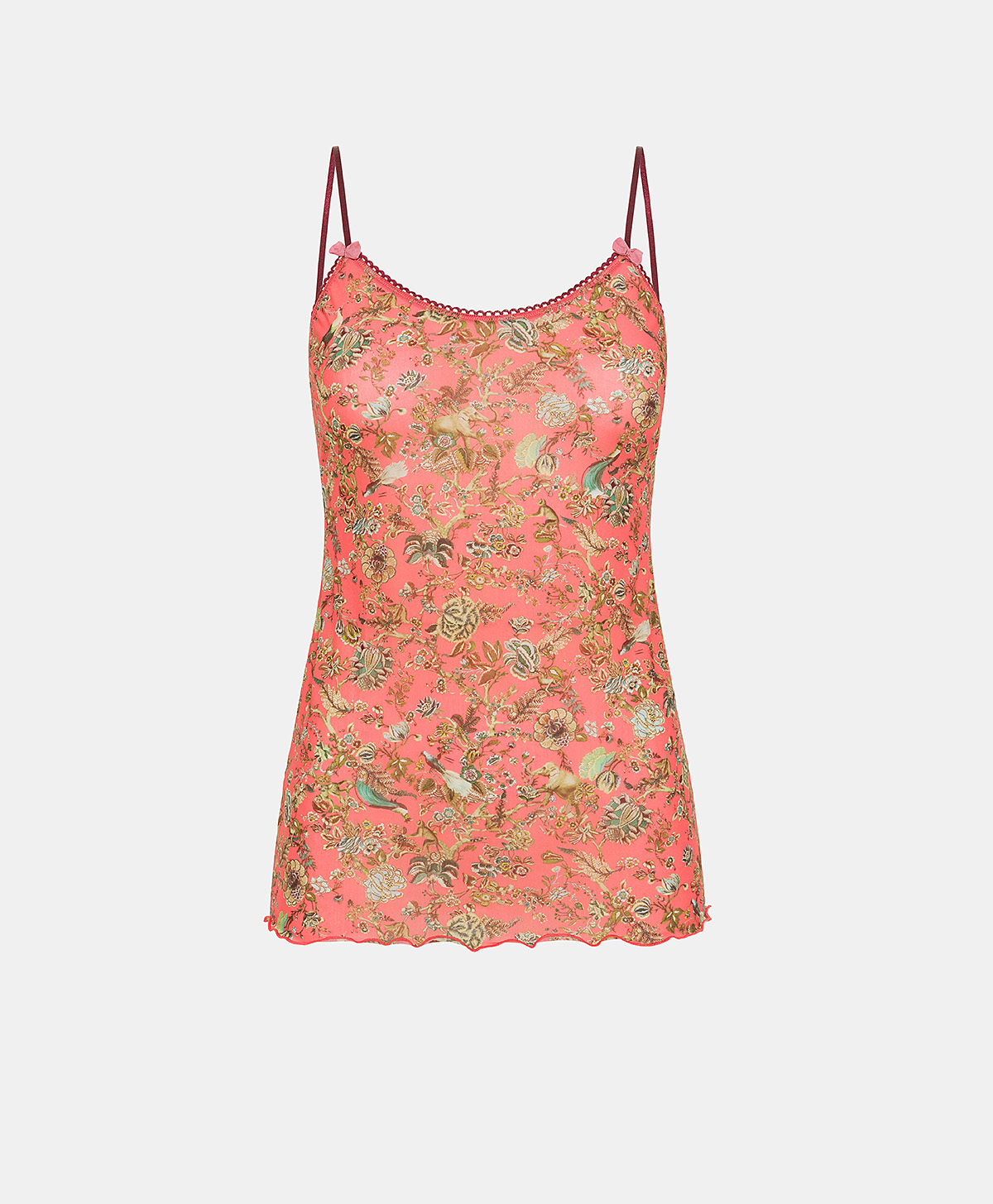 AIRELLE TOP IN PRINTED NYLON - PINK/CAMEL - Momonì