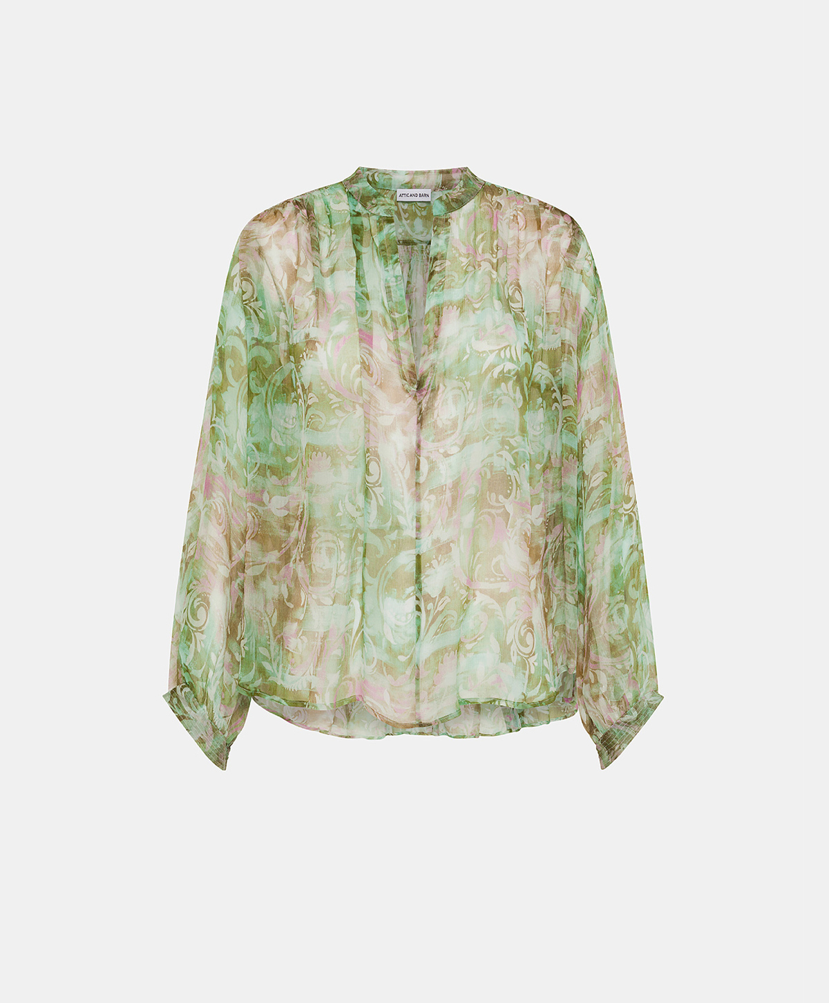 TORTILLA PRINTED SILK CREPON BLOUSE - MILITARY/PINK - Momonì