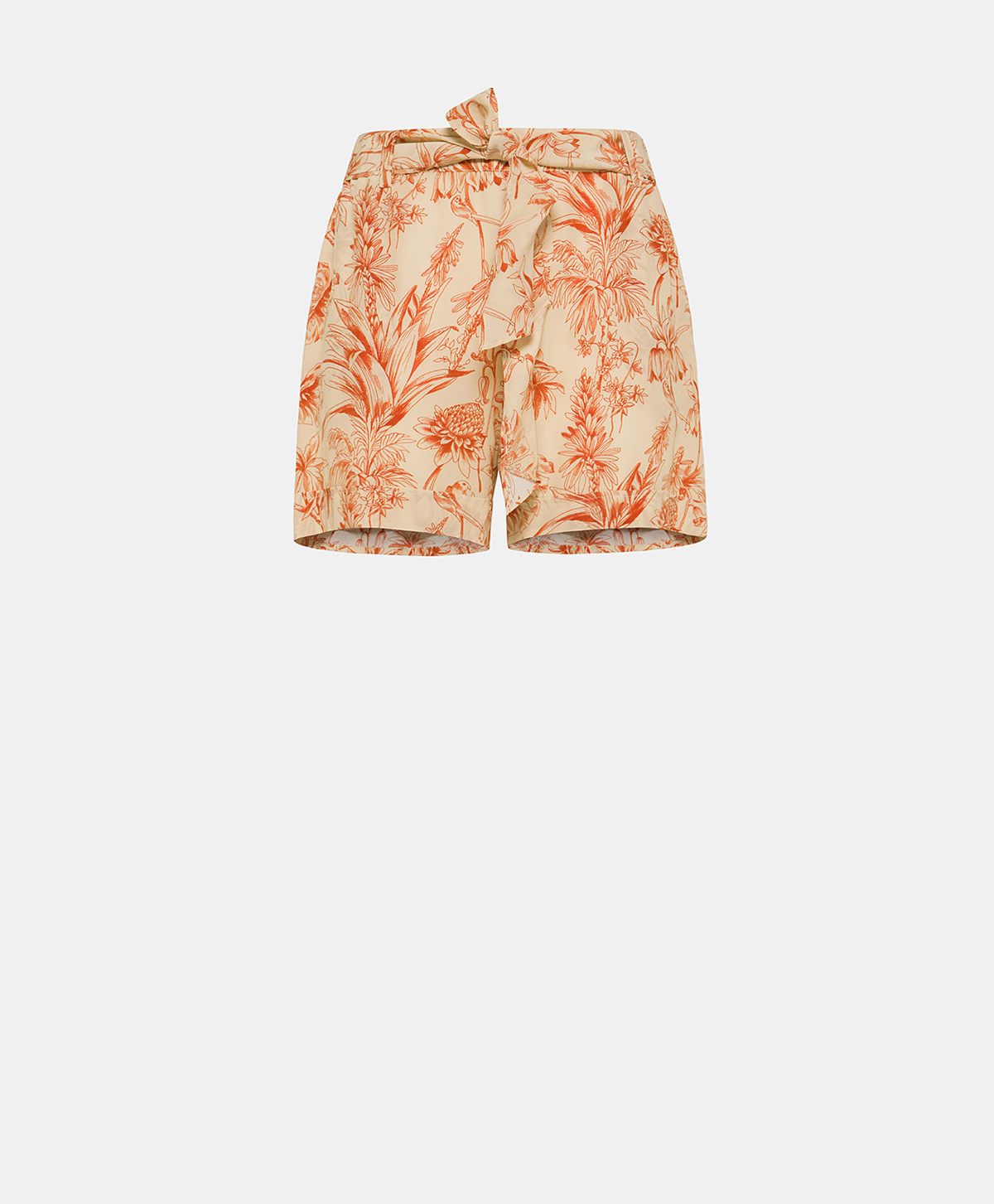 WISTERIA PRINTED SILK BLEND SHORT - CREAM/ORANGE - Momonì