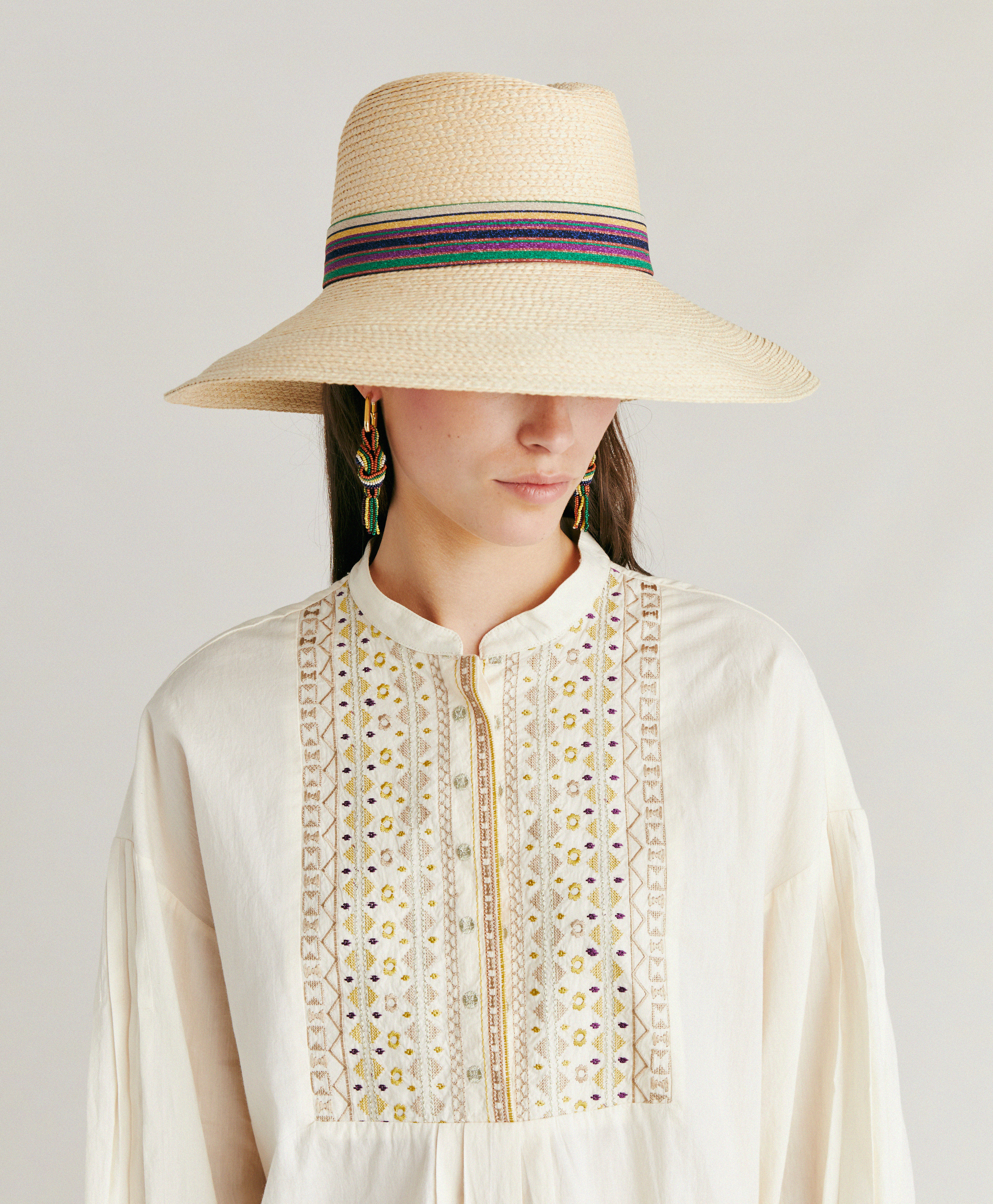 RAPHAEL  BLOUSE WITH EMBROIDERED COTTON VOILE - CREAM - Momonì