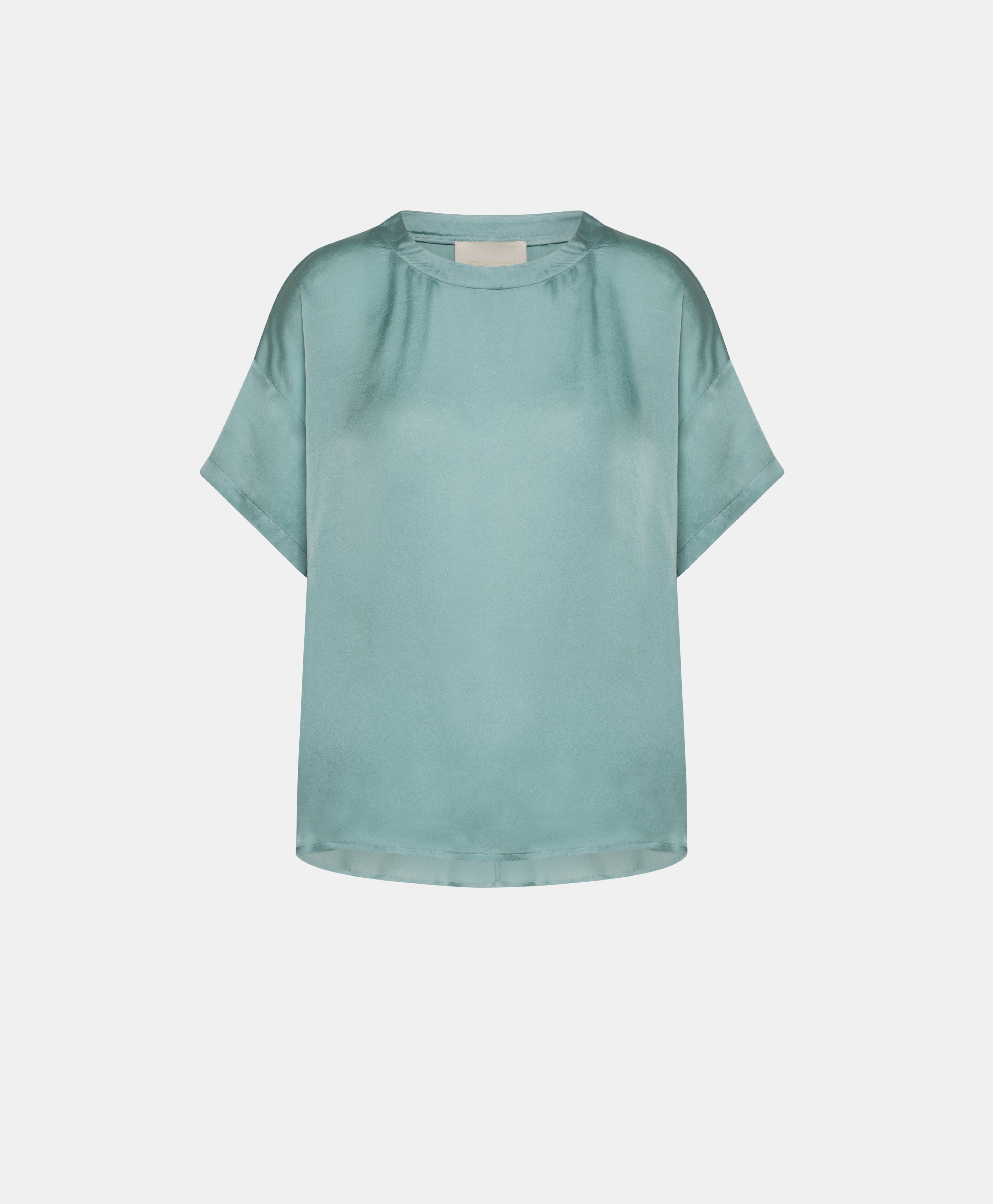 ALONSO BLOUSE IN PLAIN SILK - CERULEAN - Momonì