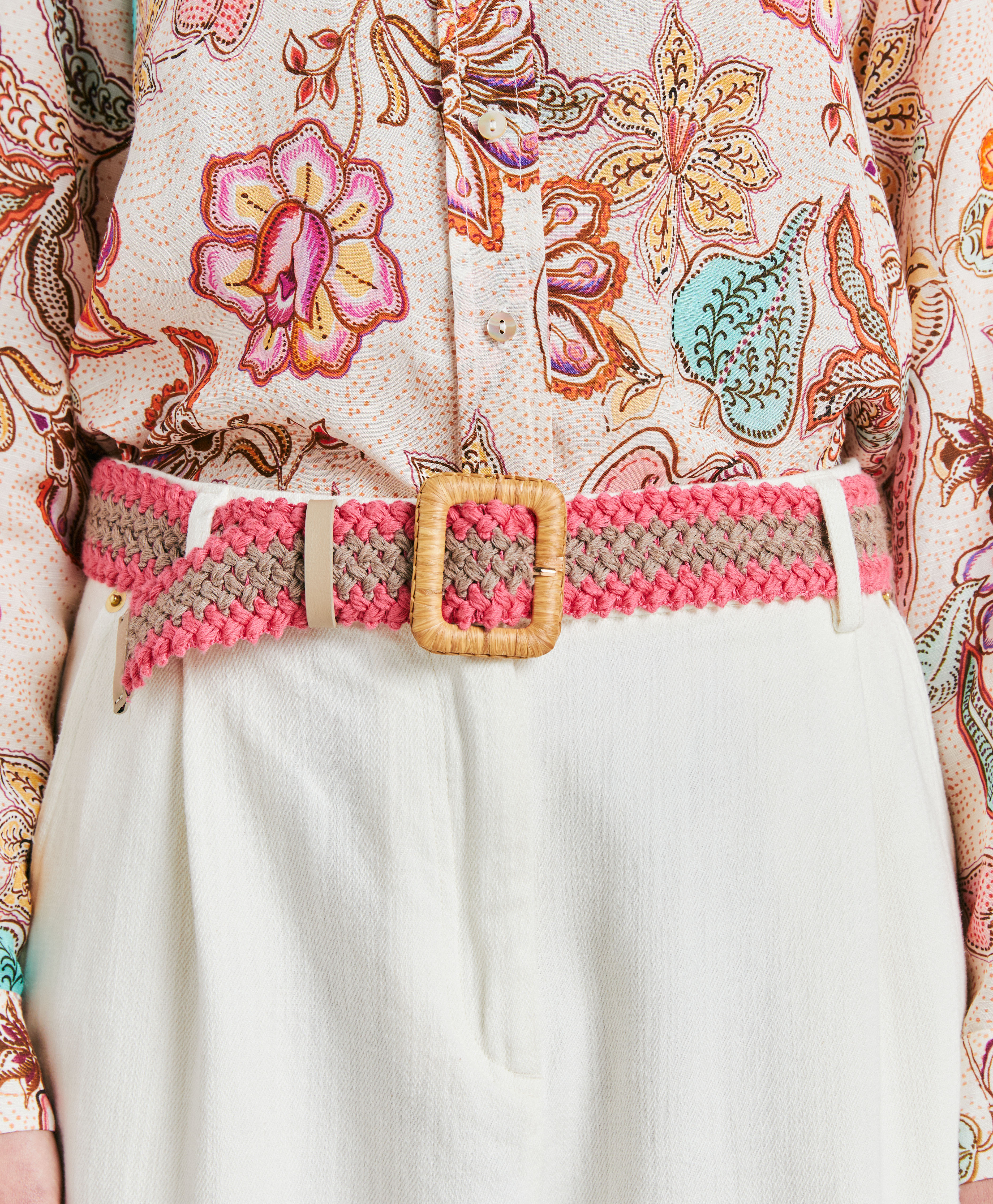 MALIKA BELT WITH BUCKLE - SAND/PINK - Momonì