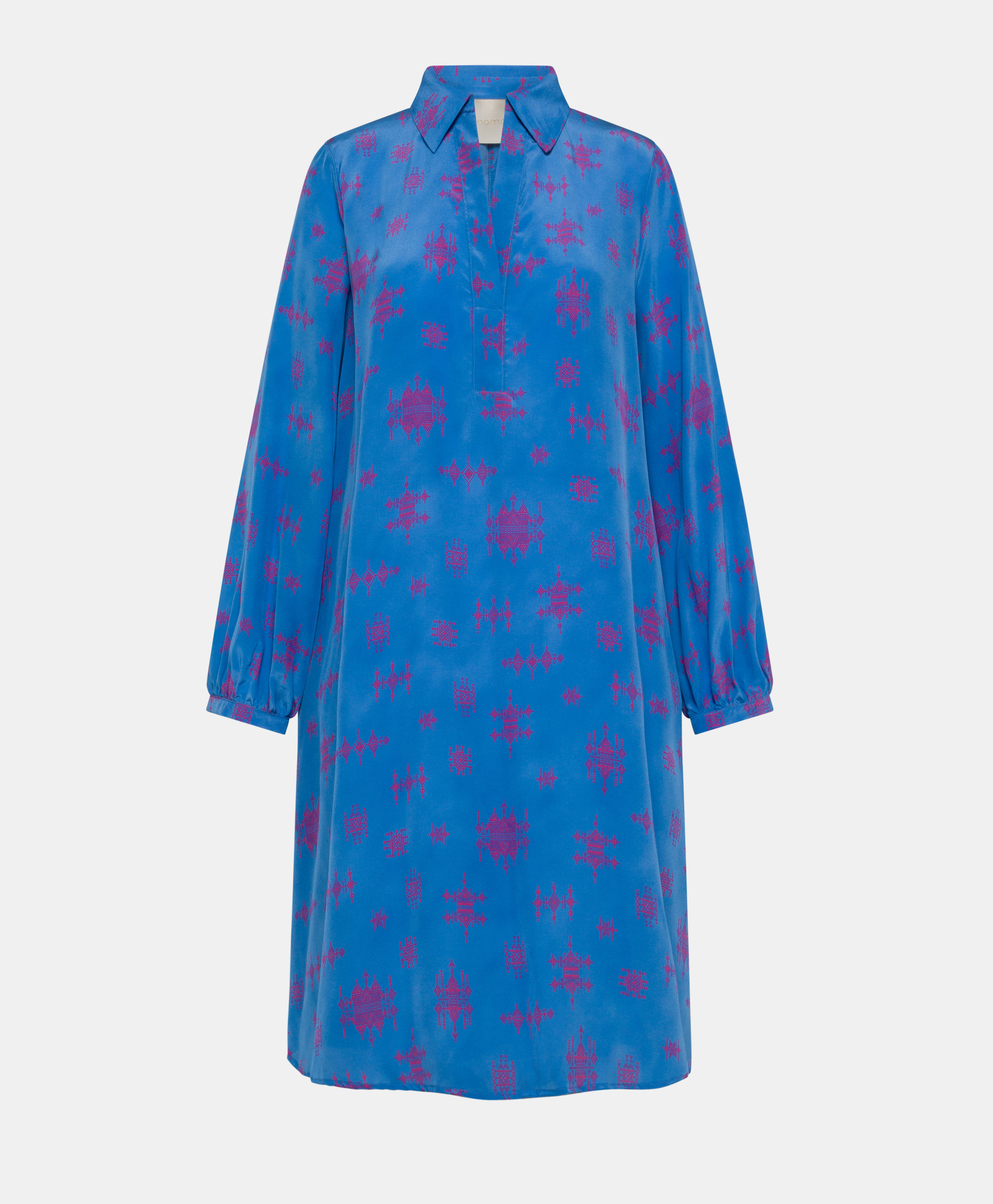 ROBE AMBRA EN CRÊPE DE CHINE - BLEUETTE/FUCHSIA - Momonì