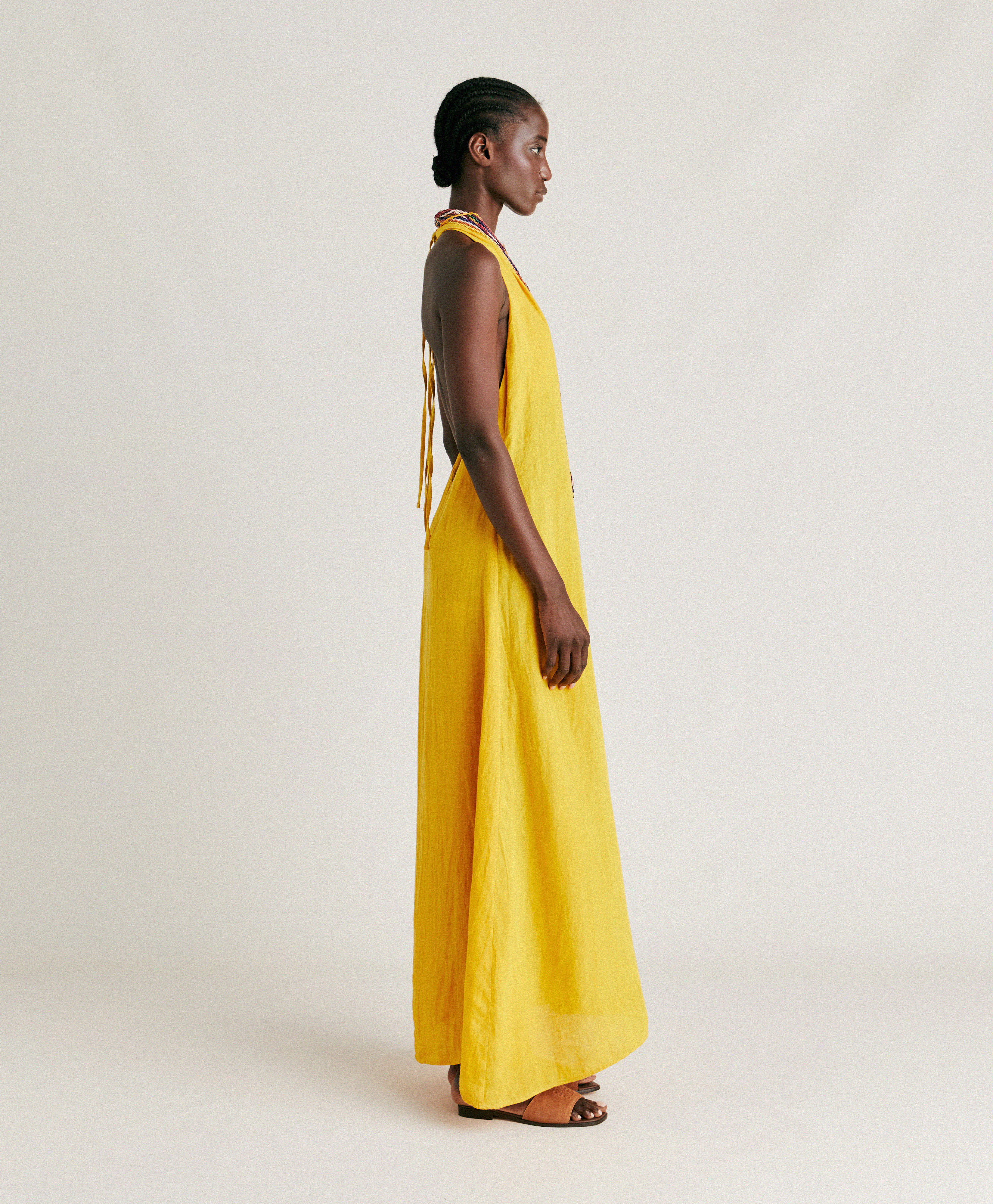 AURORA DRESS IN LINEN - SUNSHINE YELLOW - Momonì