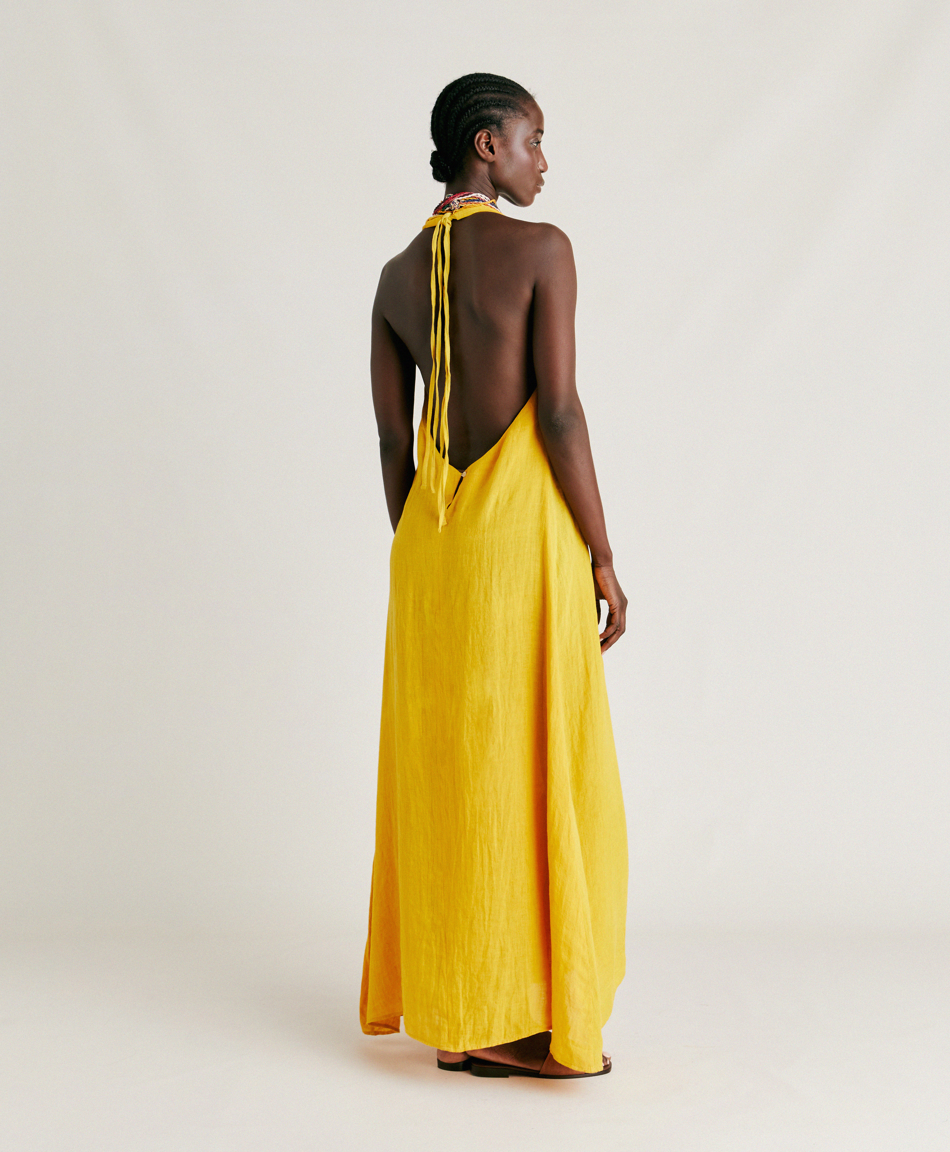 ROBE AURORA EN LIN - JAUNE SOLEIL - Momonì