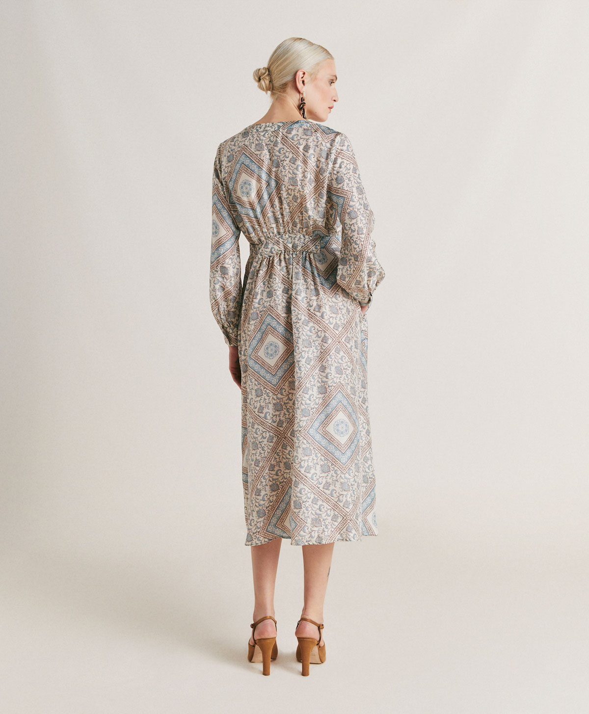 CALIFORNIA DRESS IN HABOUTAI SILK - CREAM/DUSTY - Momonì