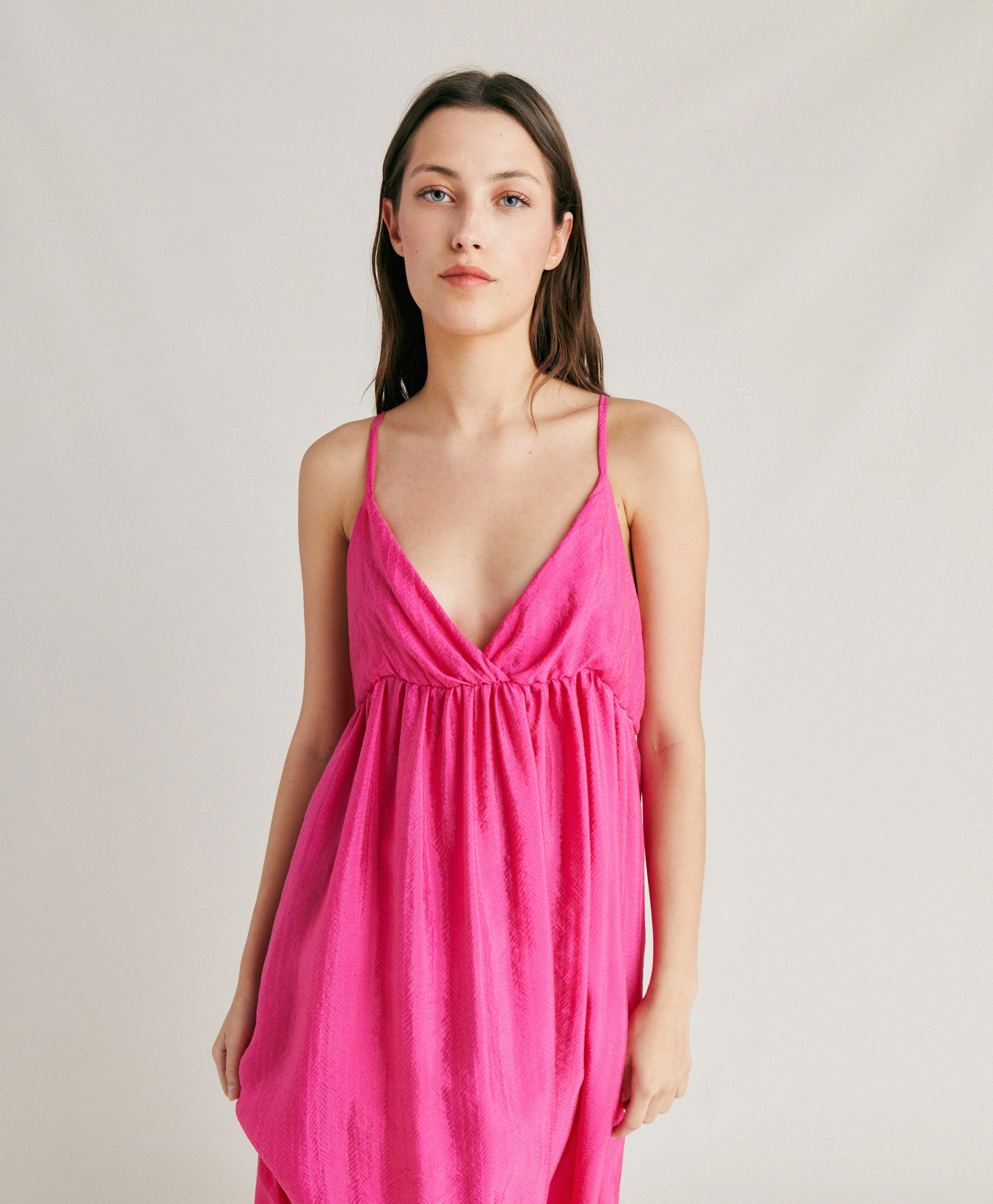 MARISOL DRESS IN JACQUARD CUPRO - FUCHSIA - Momonì