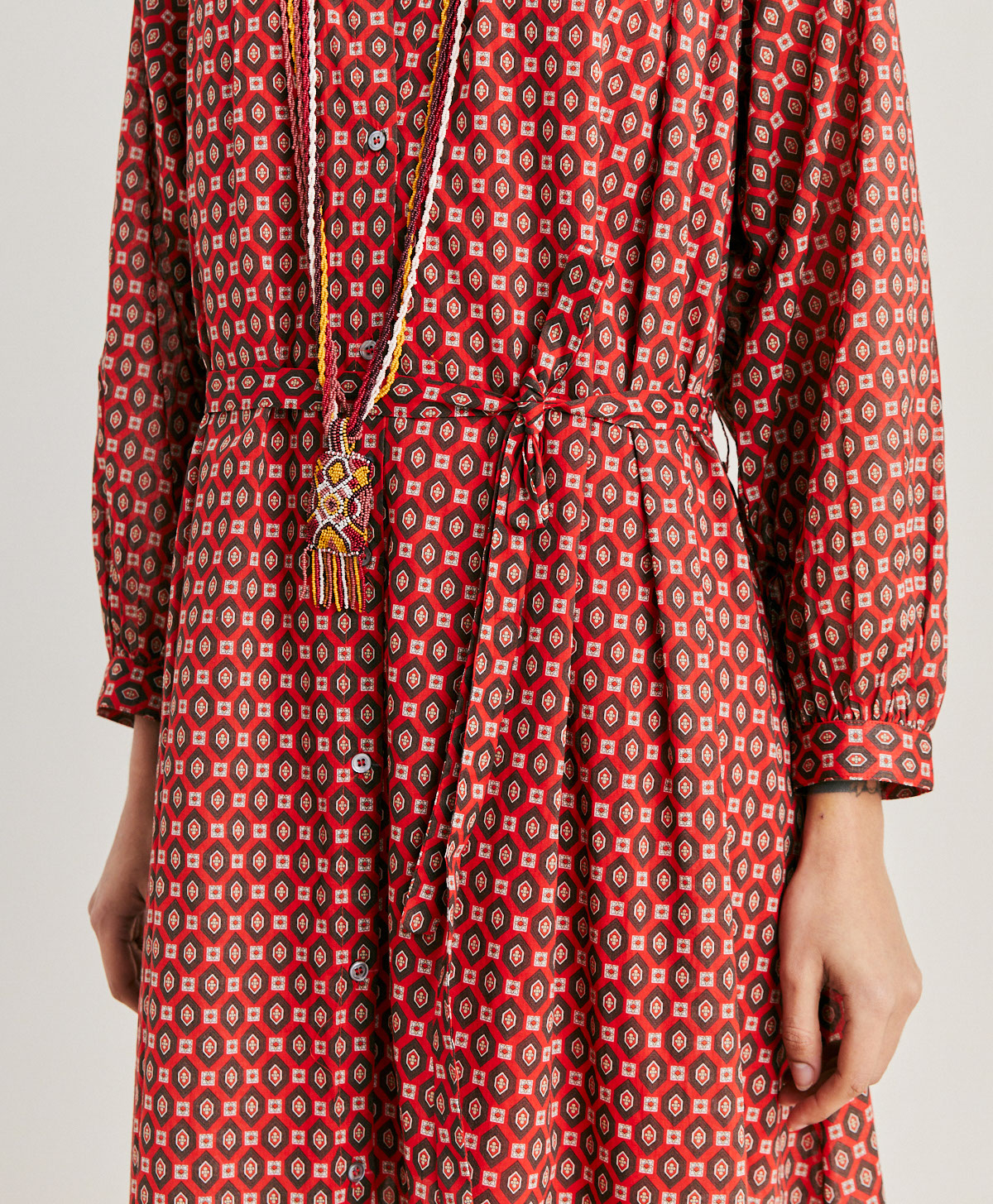 GOA DRESS IN PRINTED COTTON VOILE - RED - Momonì
