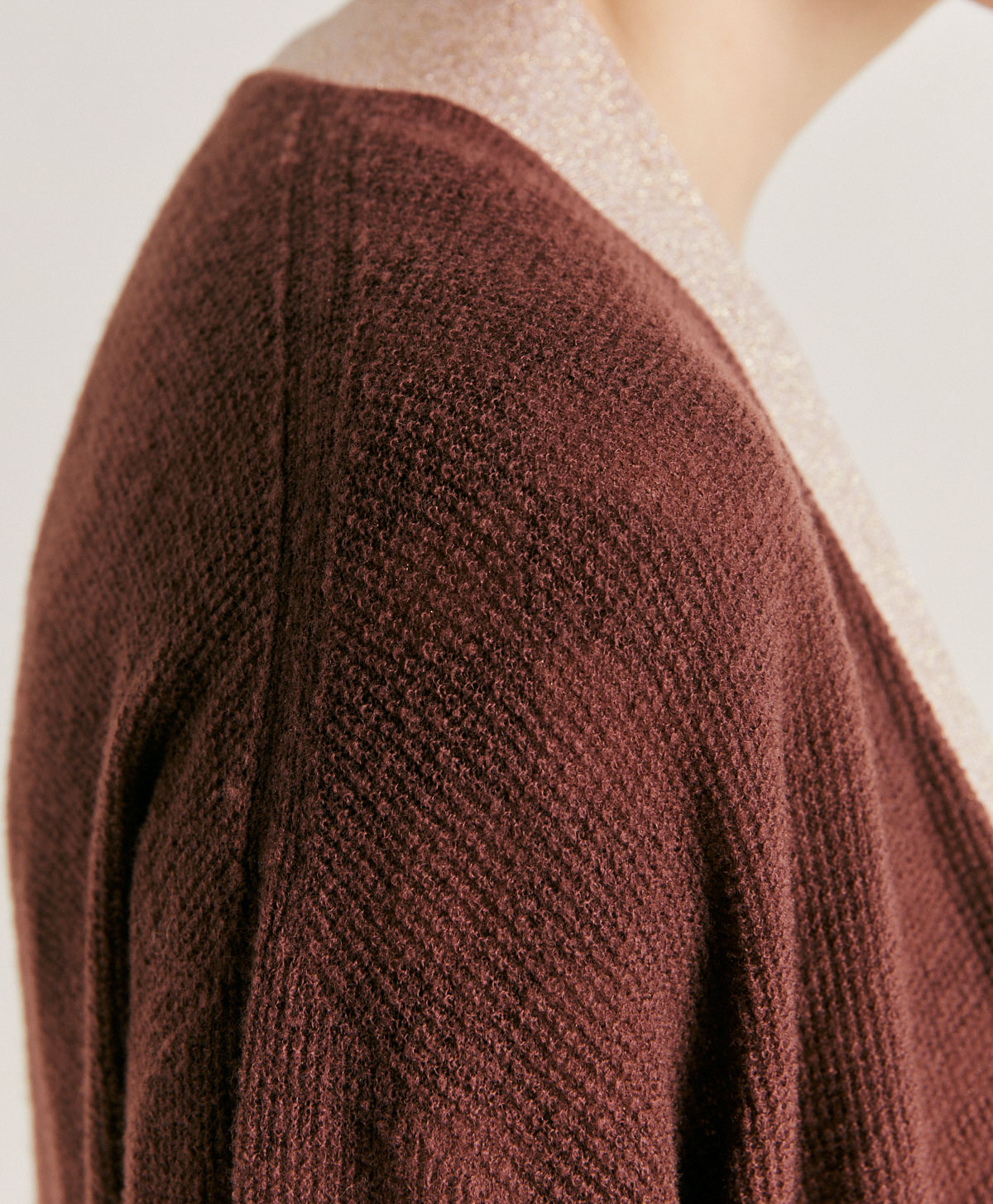 FLOSSY CARDIGAN  RIBBED WITH LUREX DETAILS - GLACE ' - Momonì
