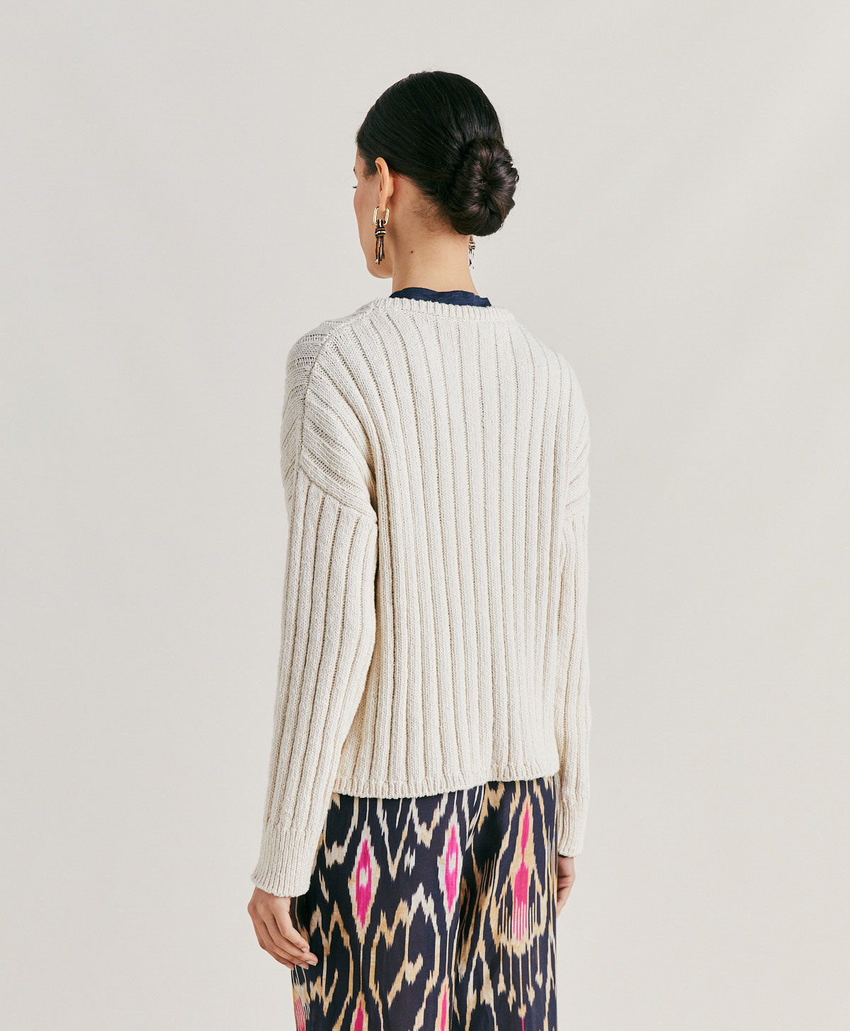 BAUMETTE KNITWEAR WITH MIXED STITCHES - CREAM - Momonì
